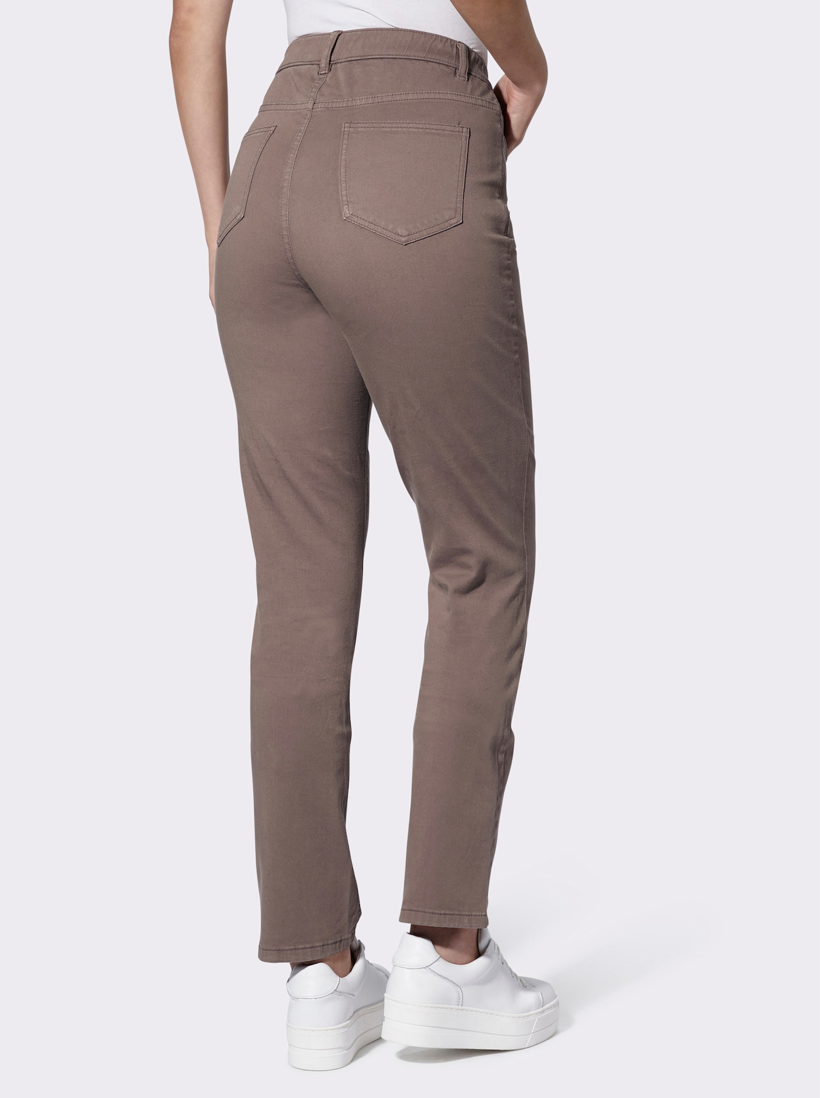 Džíny s elastickým pasem - tmavá taupe