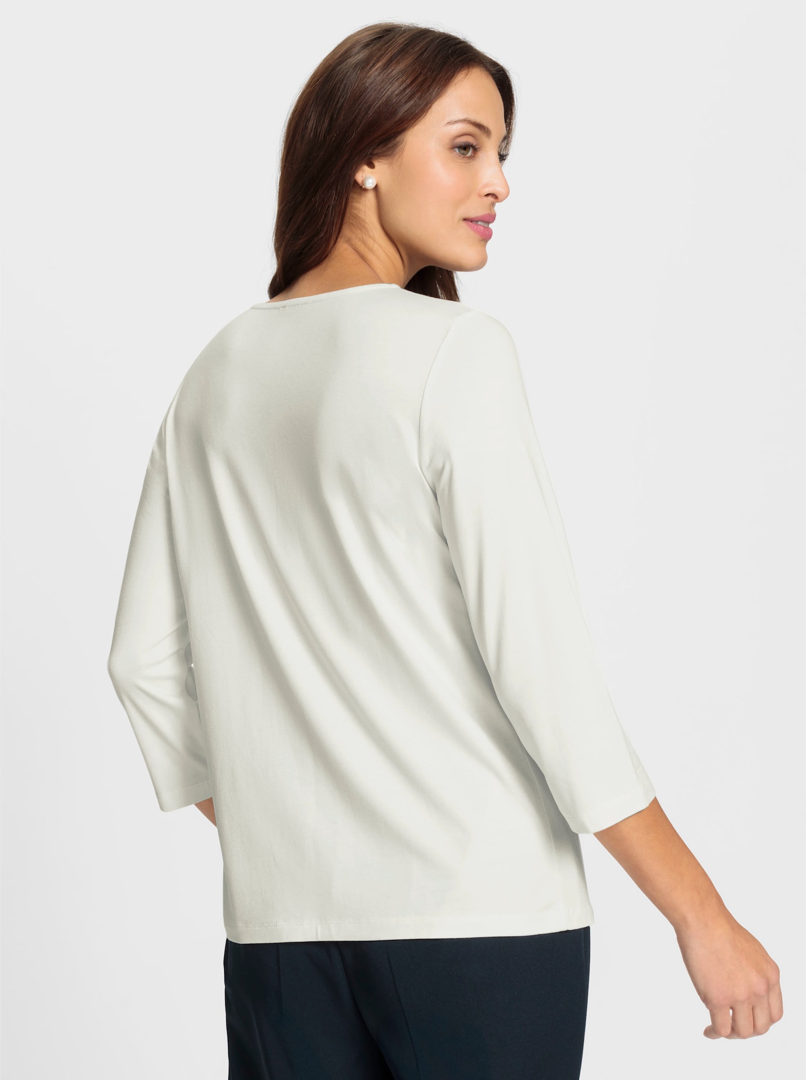 Kanten shirt met 3/4-mouwen - ecru