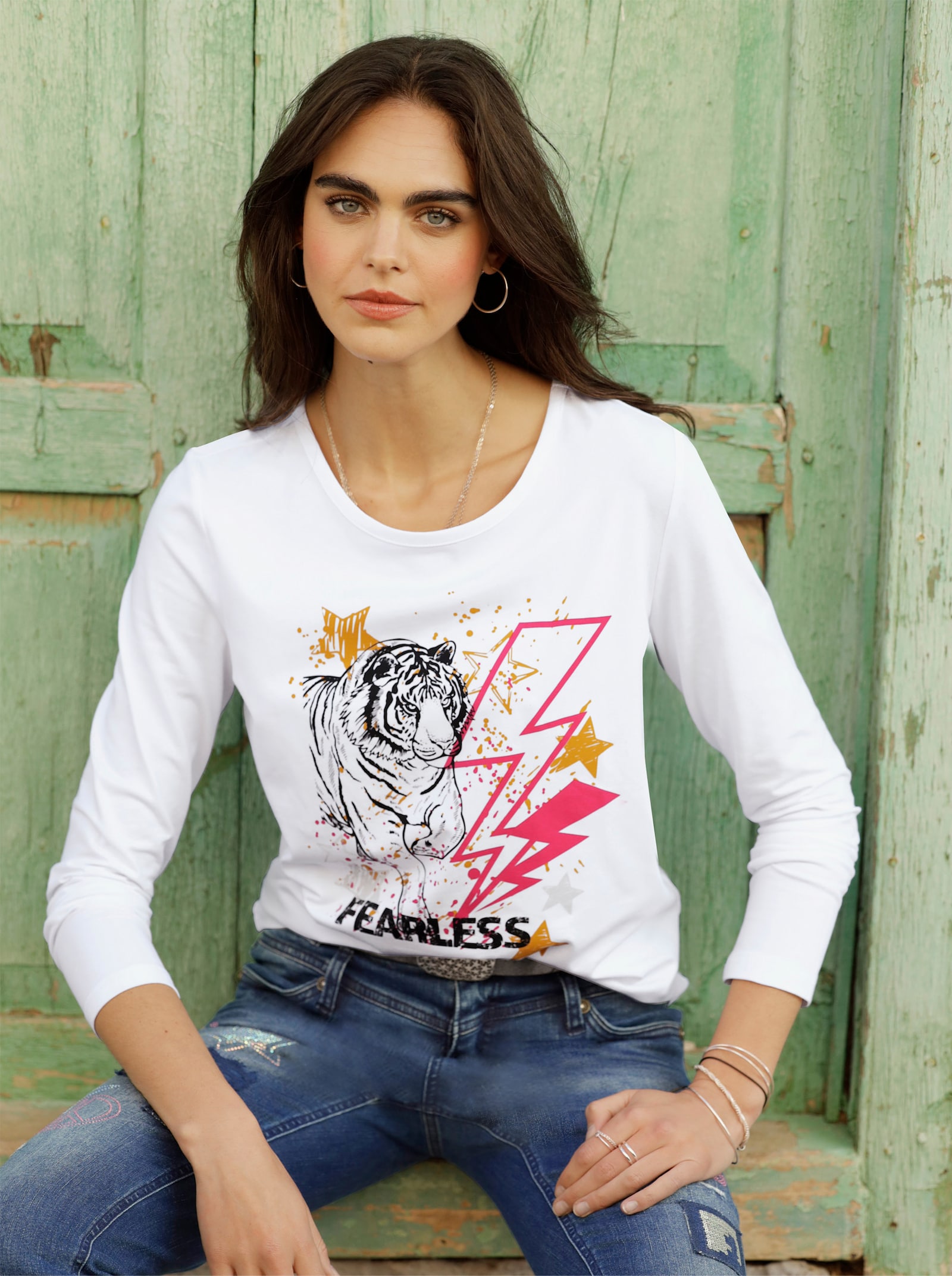 heine T-shirt à manches longues avec lettrage - blanc