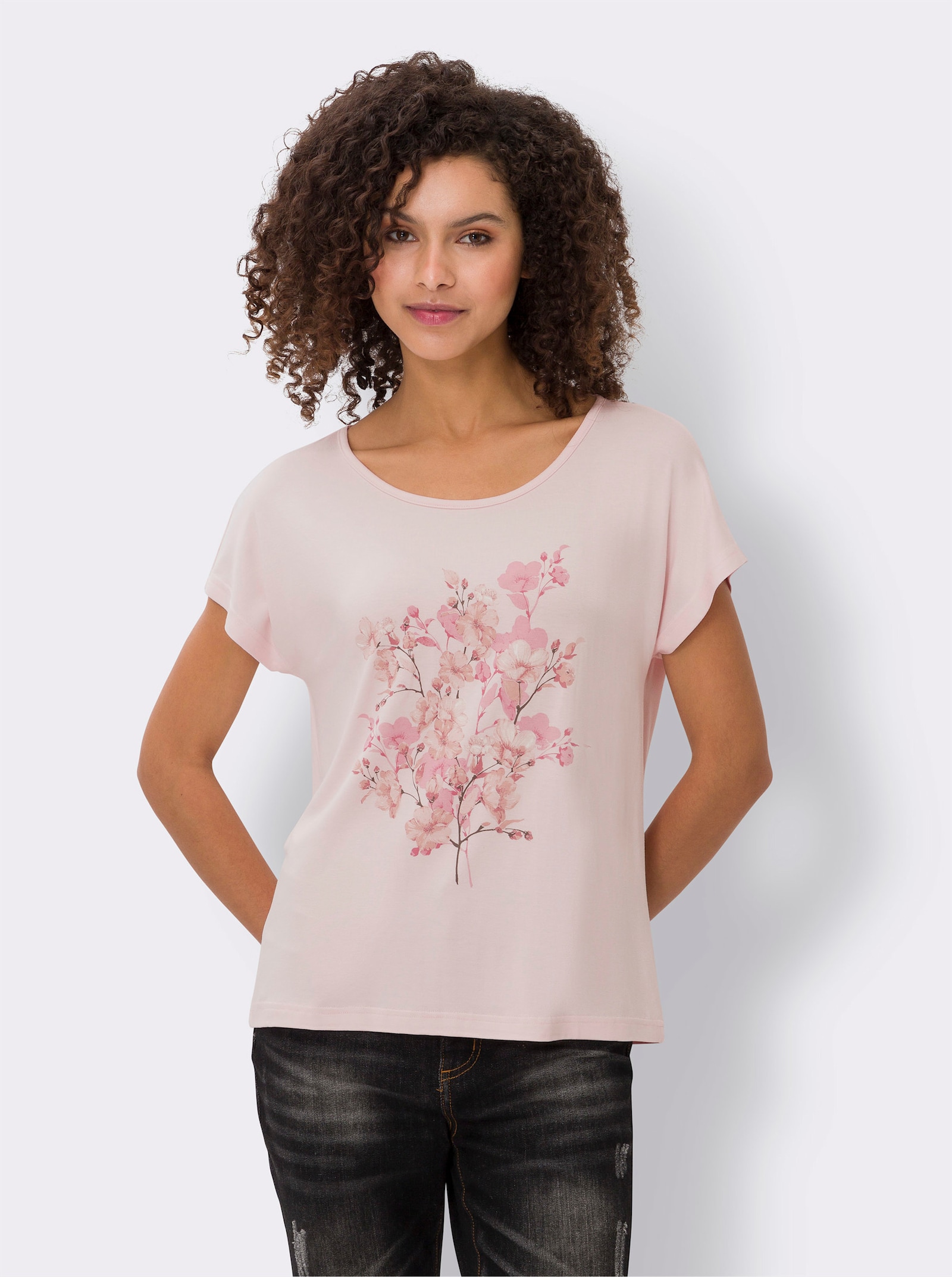 heine Print-Shirt mit Rundhals-Ausschnitt - hellrosé