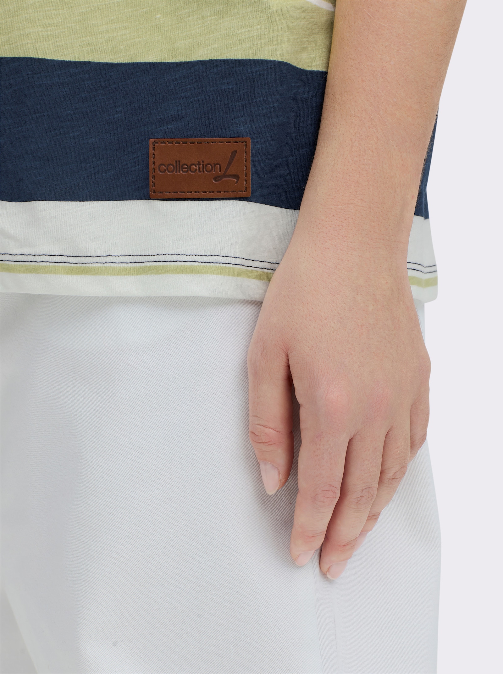 Ringelshirt mit Blockstreifen - lindgrün-bleu-geringelt