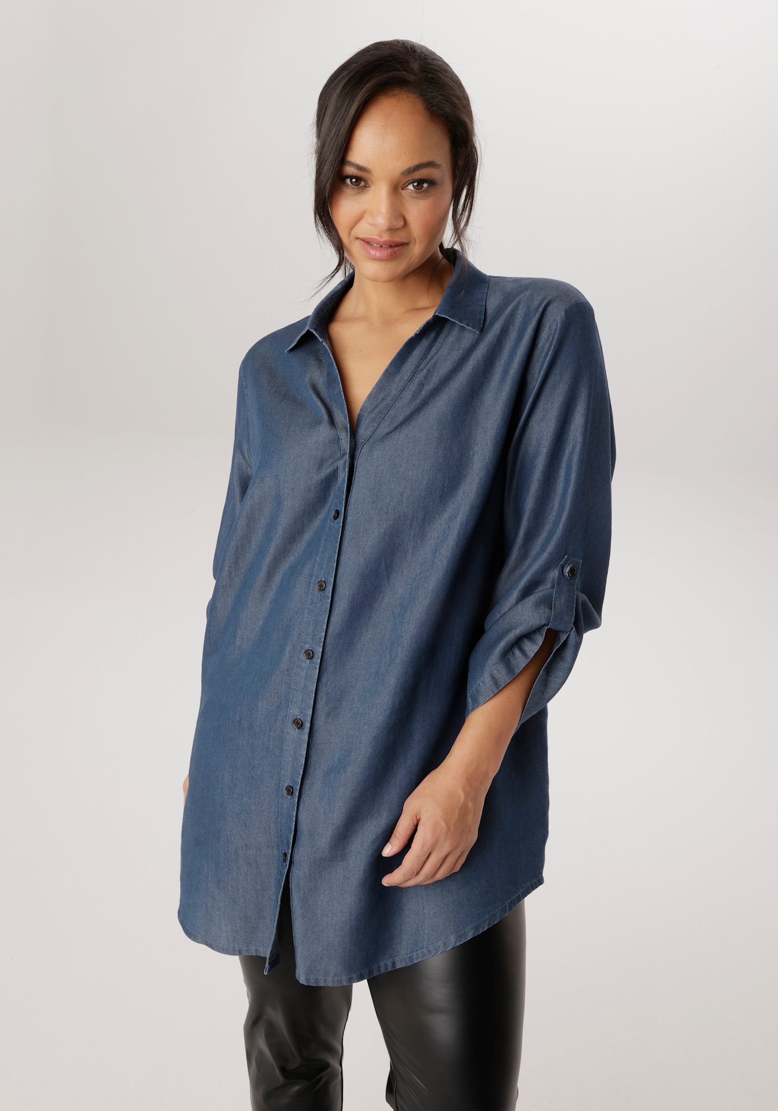 Aniston PLUS Jeansbluse - blau