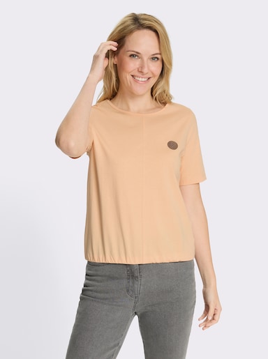 Kurzarmshirt mit elastischem Saum - apricot