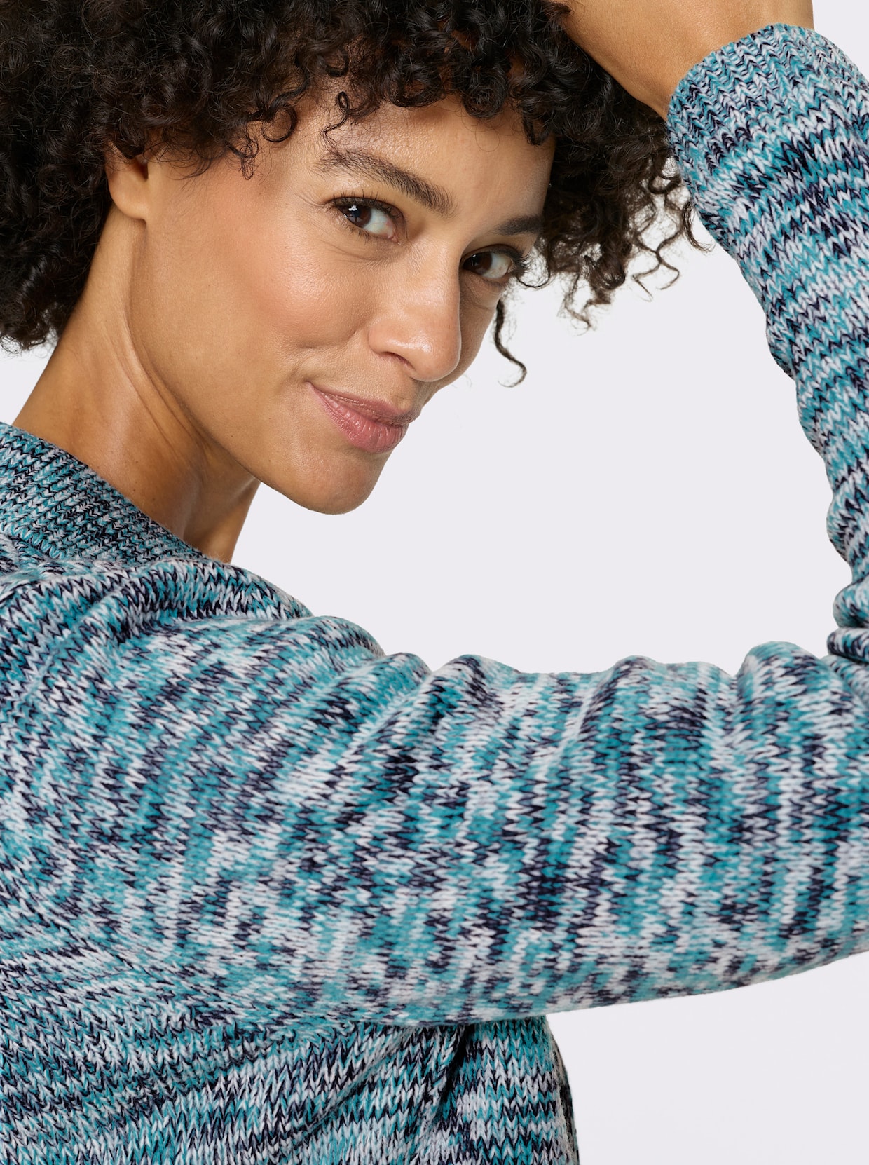 Strickjacke - türkis-hellblau-meliert
