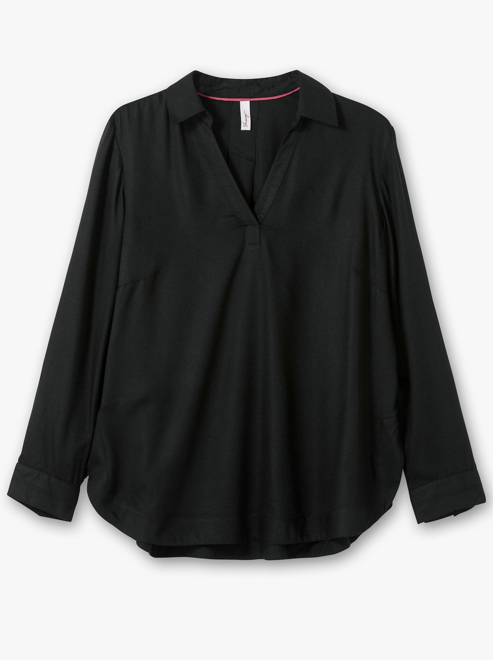 sheego Tuniek met overhemdkraag en V-hals - zwart