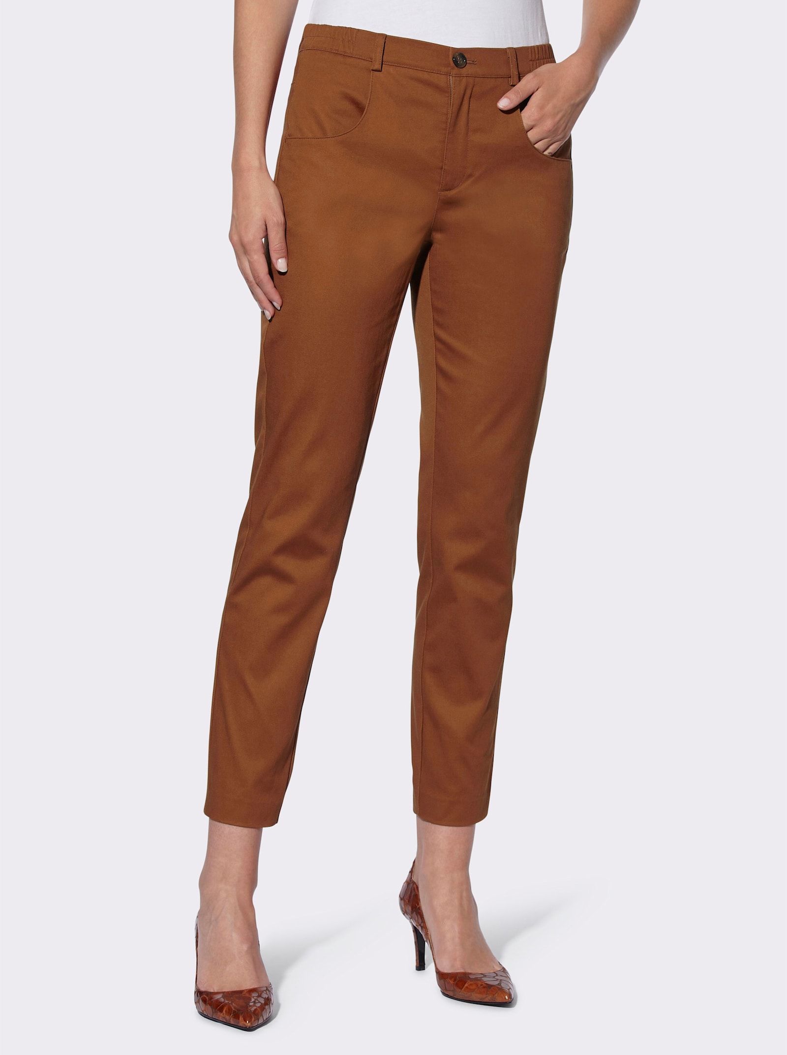 heine Stretch-Hose mit runden Taschen - cognac