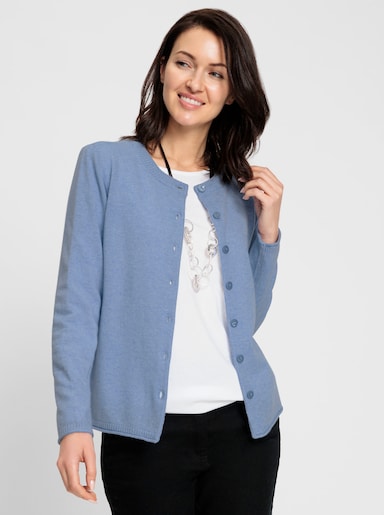 Feinstrickjacke - blau-meliert