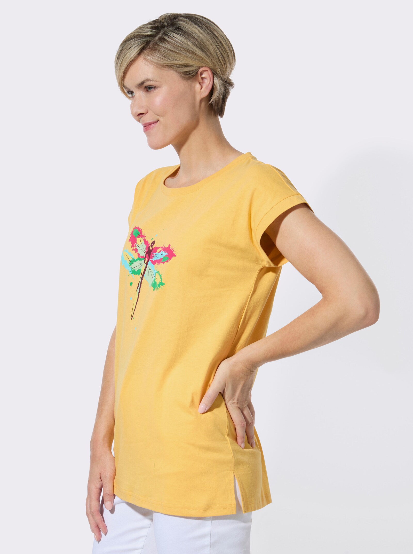 Longshirt mit Print - gelb