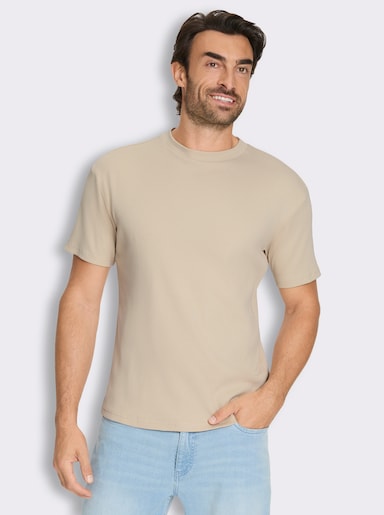Marco Donati Kurzarmshirt im Loose-Fit, Baumwolle - sand