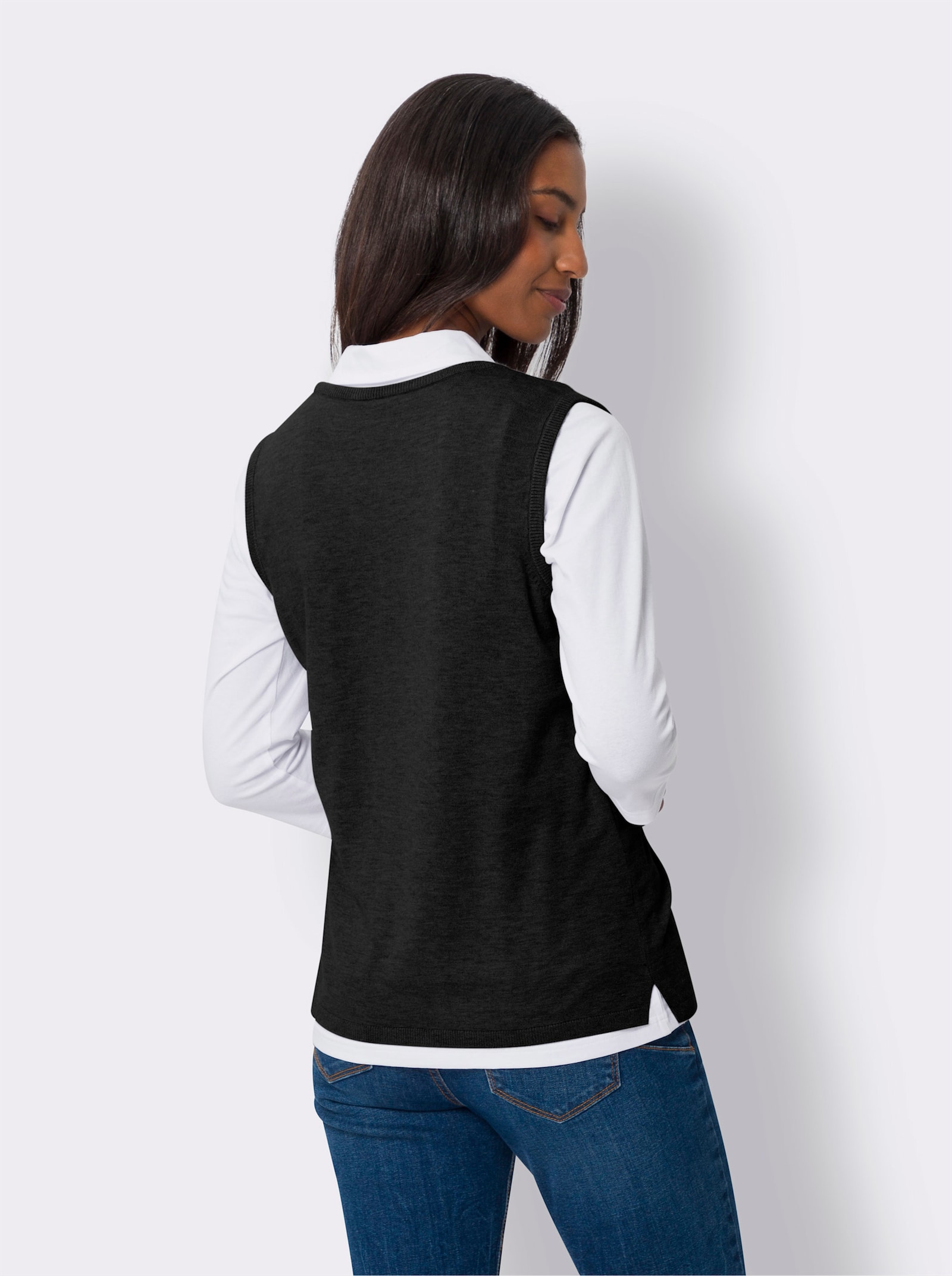 heine Slip-over met zijsplitten - zwart