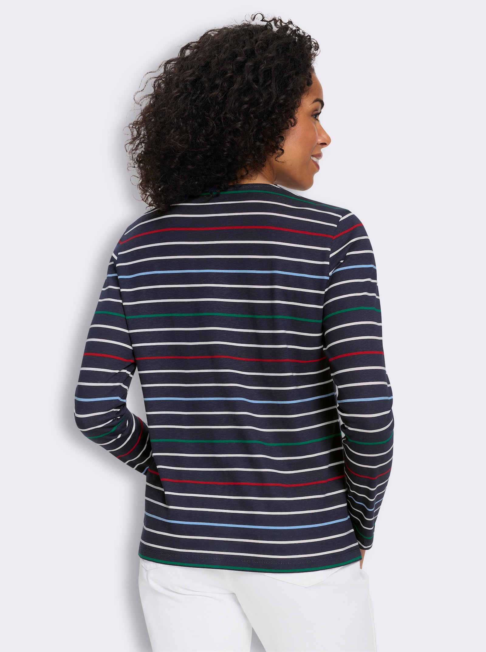 Ringelshirt aus reiner Baumwolle - marine-ecru-geringelt