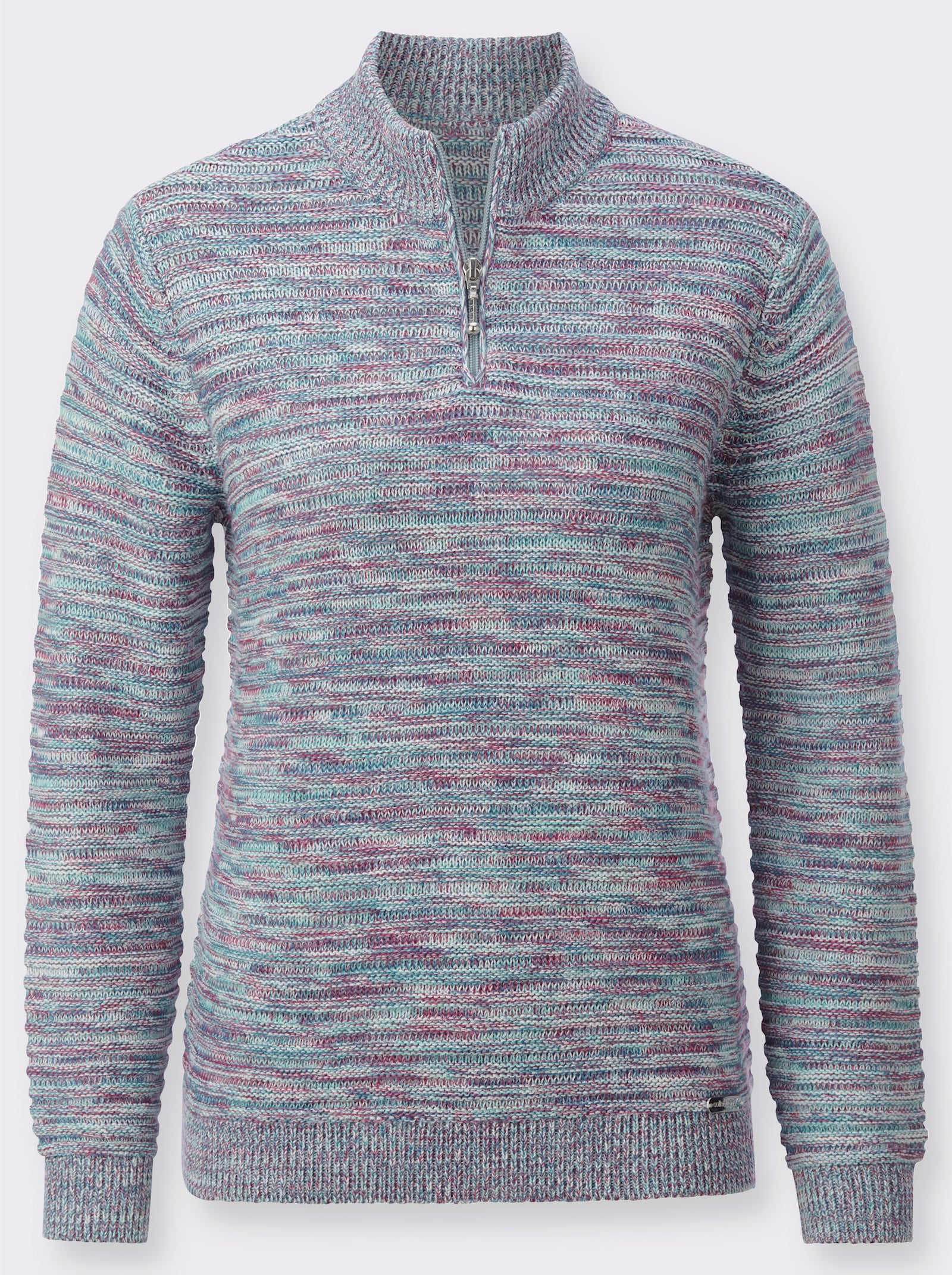 Langarm-Pullover mit Stehkragen - topas-erika-meliert