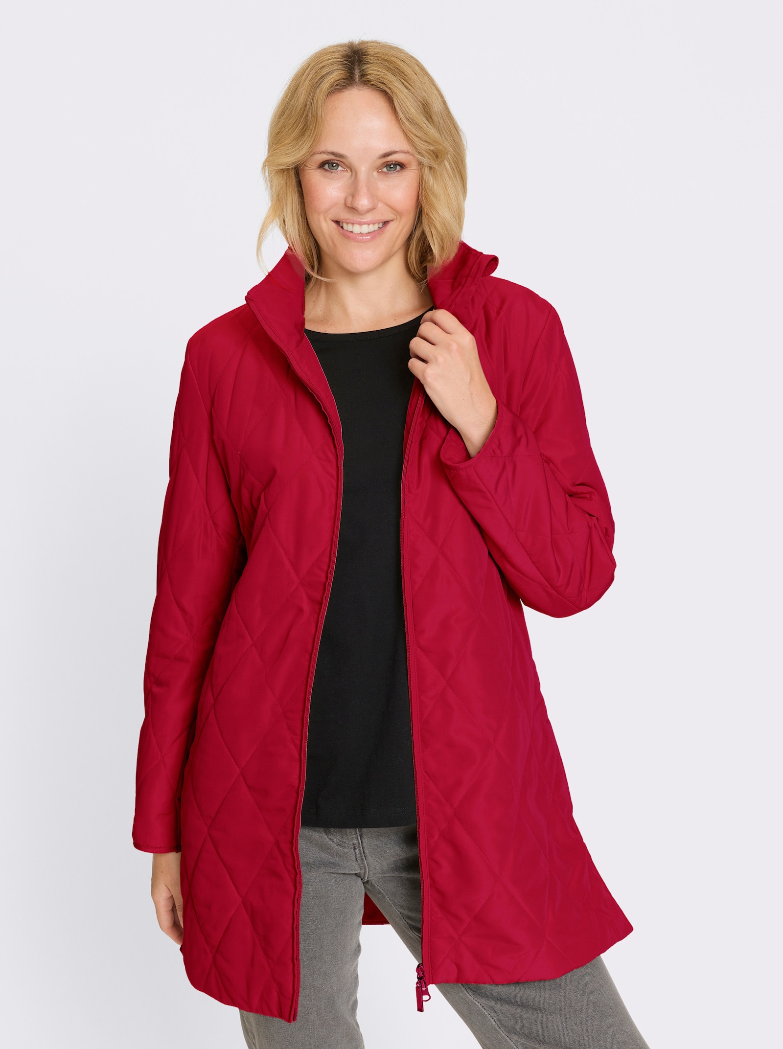 Longjacke mit Rautensteppung - rot