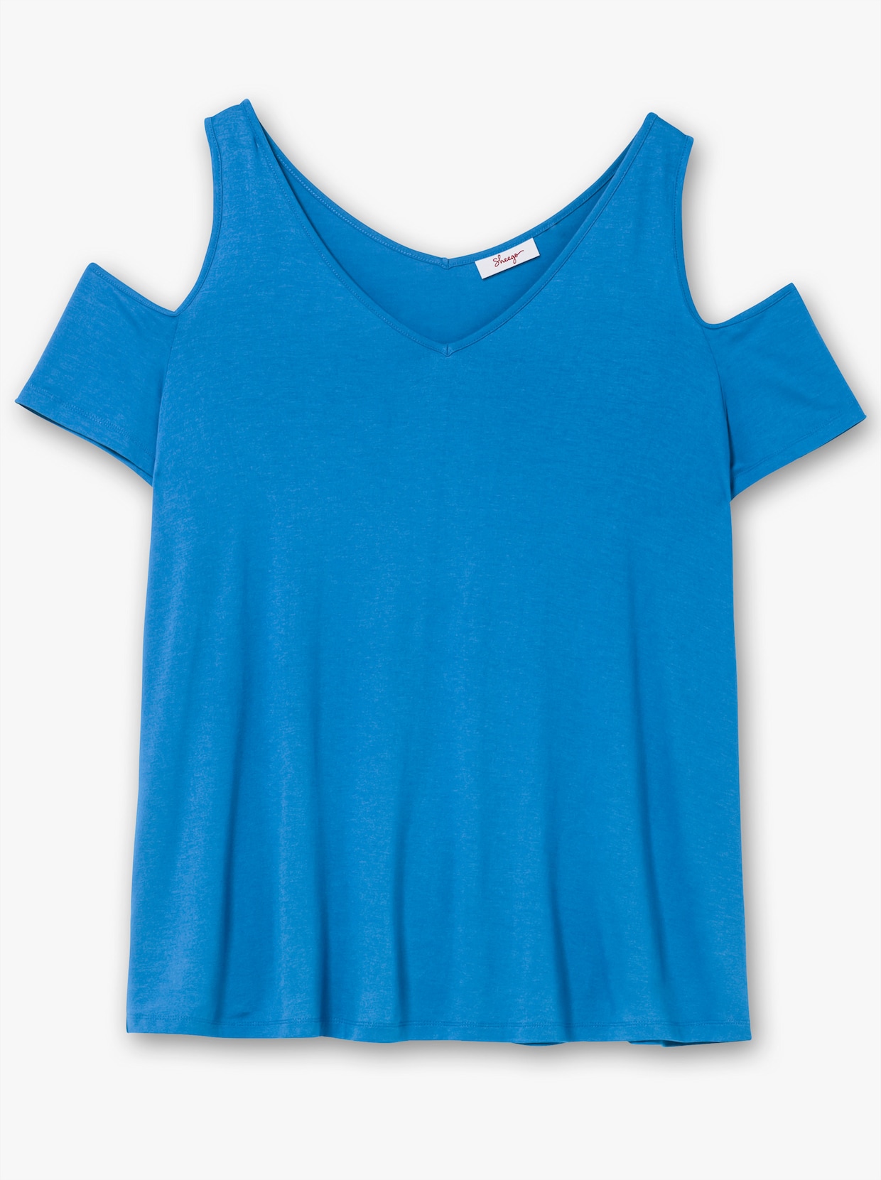 sheego V-Shirt - kobaltblau