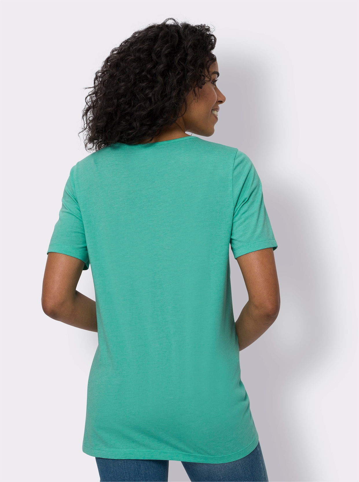 Longshirt - blaugrün-meliert