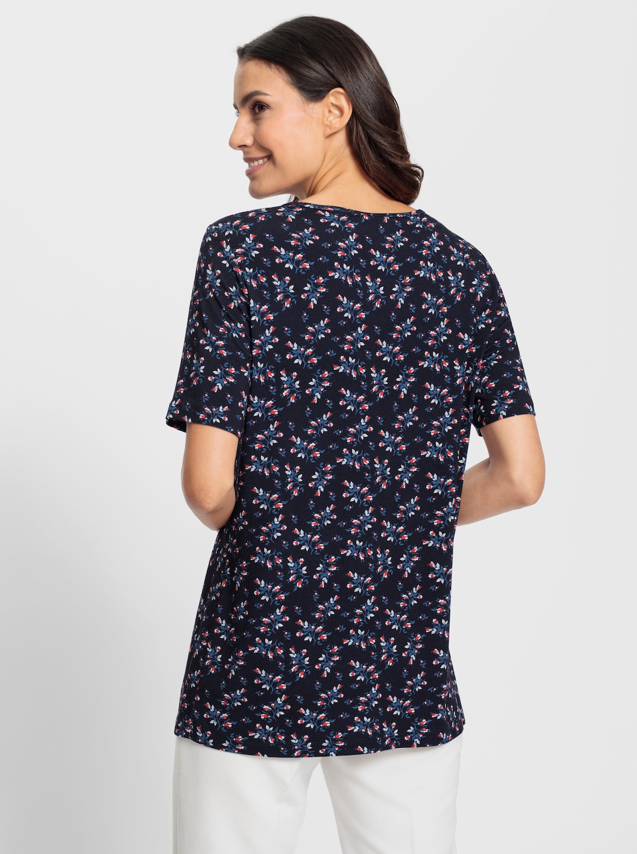 Tuniekshirt - marine/aardbei bedrukt
