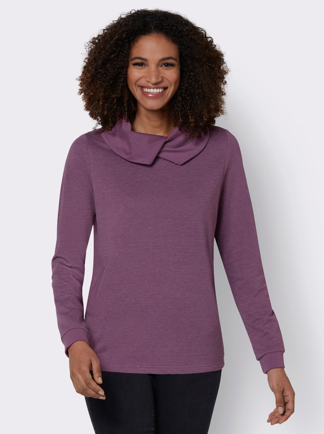 Sweatshirt - violett-weiß-meliert