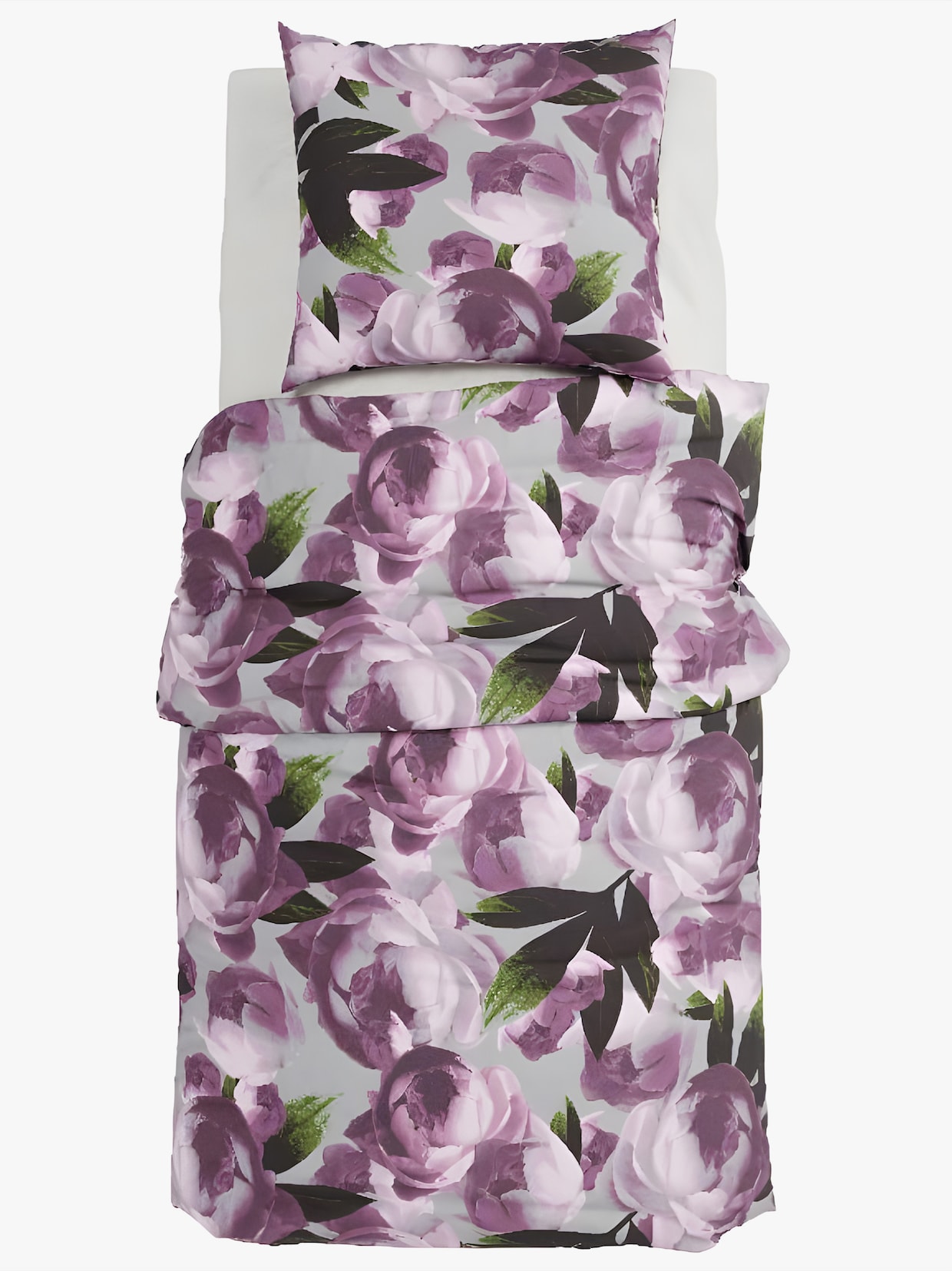 Grund Wendebettwäsche - grau-rosé-bedruckt
