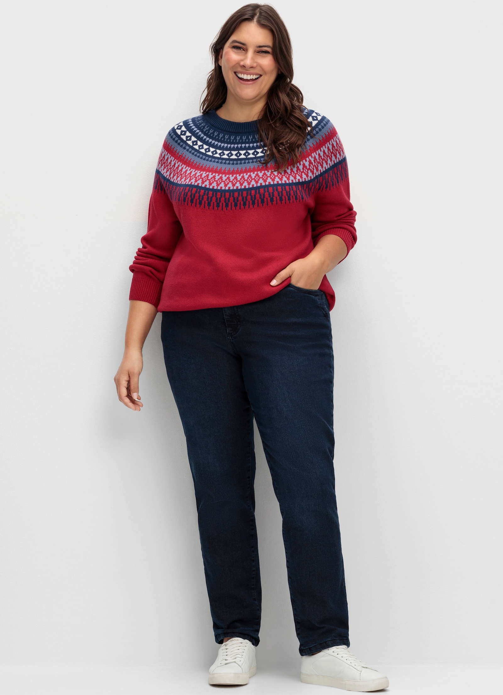 Thermojeans mit kariertem Futter - dark blue-denim