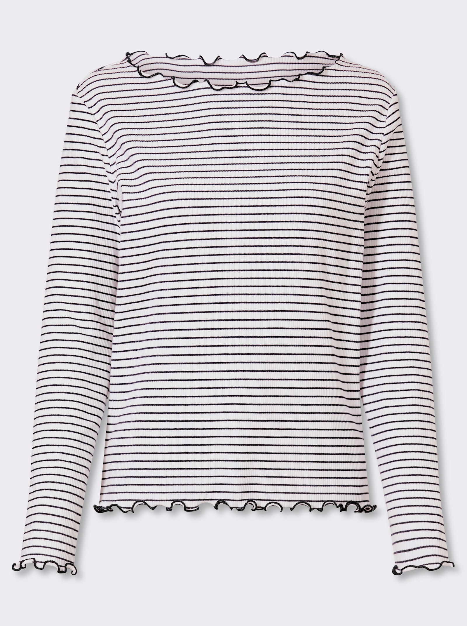 heine Rippshirt mit Ringelstreifen - ecru-marine-geringelt