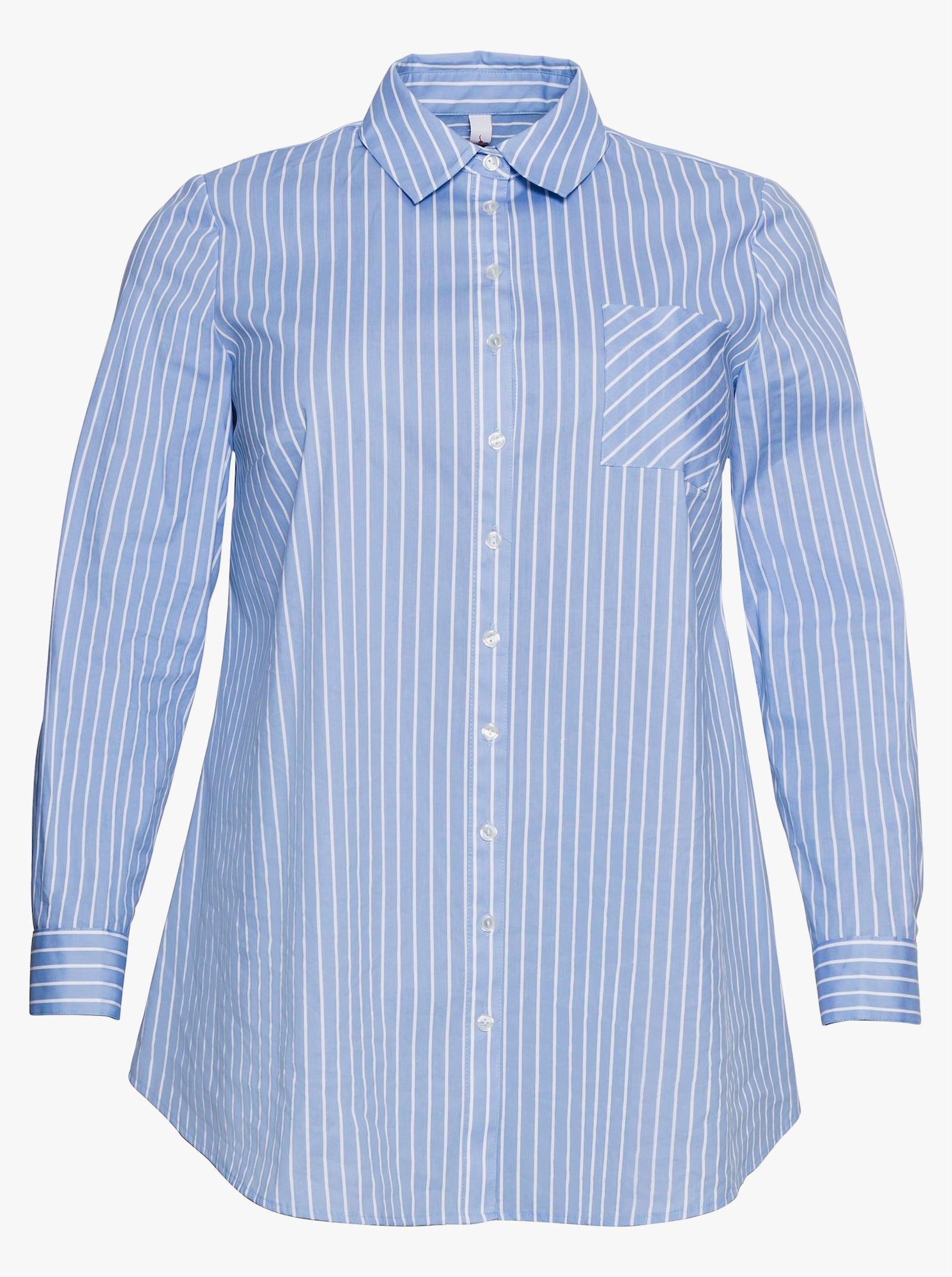 sheego Gestreifte Bluse in Longform - mittelblau