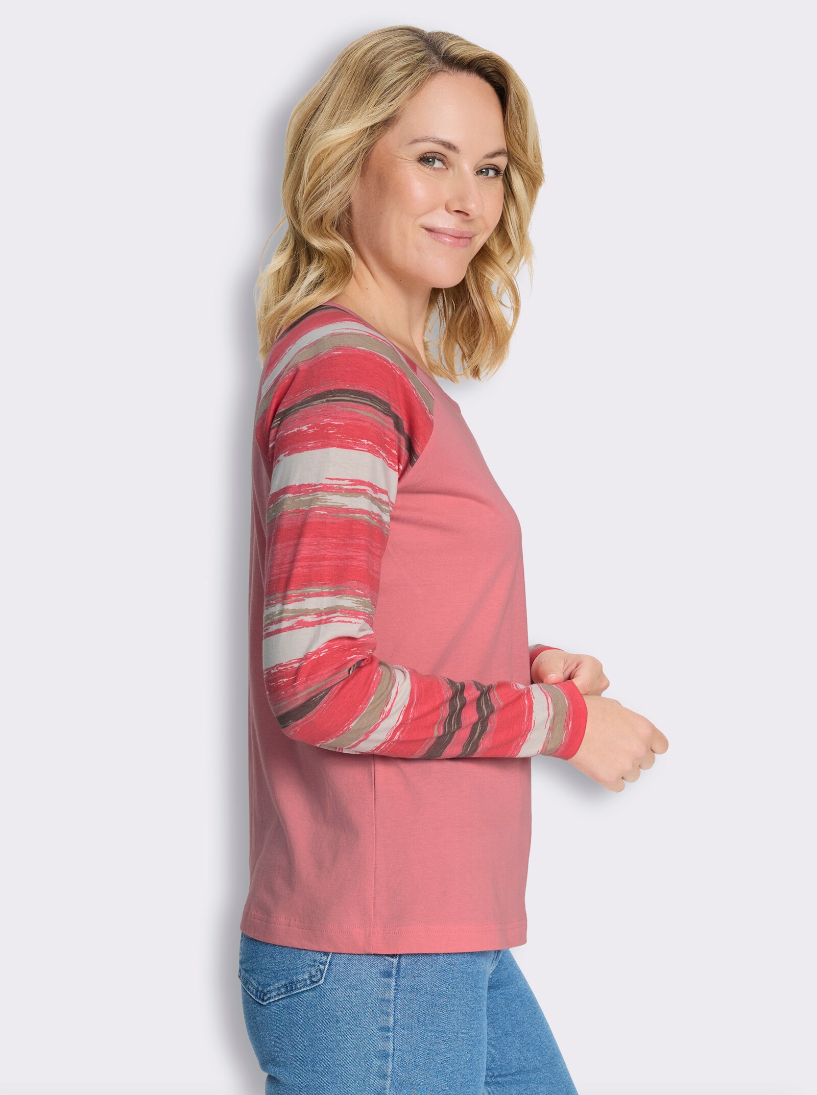 Langarmshirt mit Raglan-Ärmeln - flamingo-bedruckt