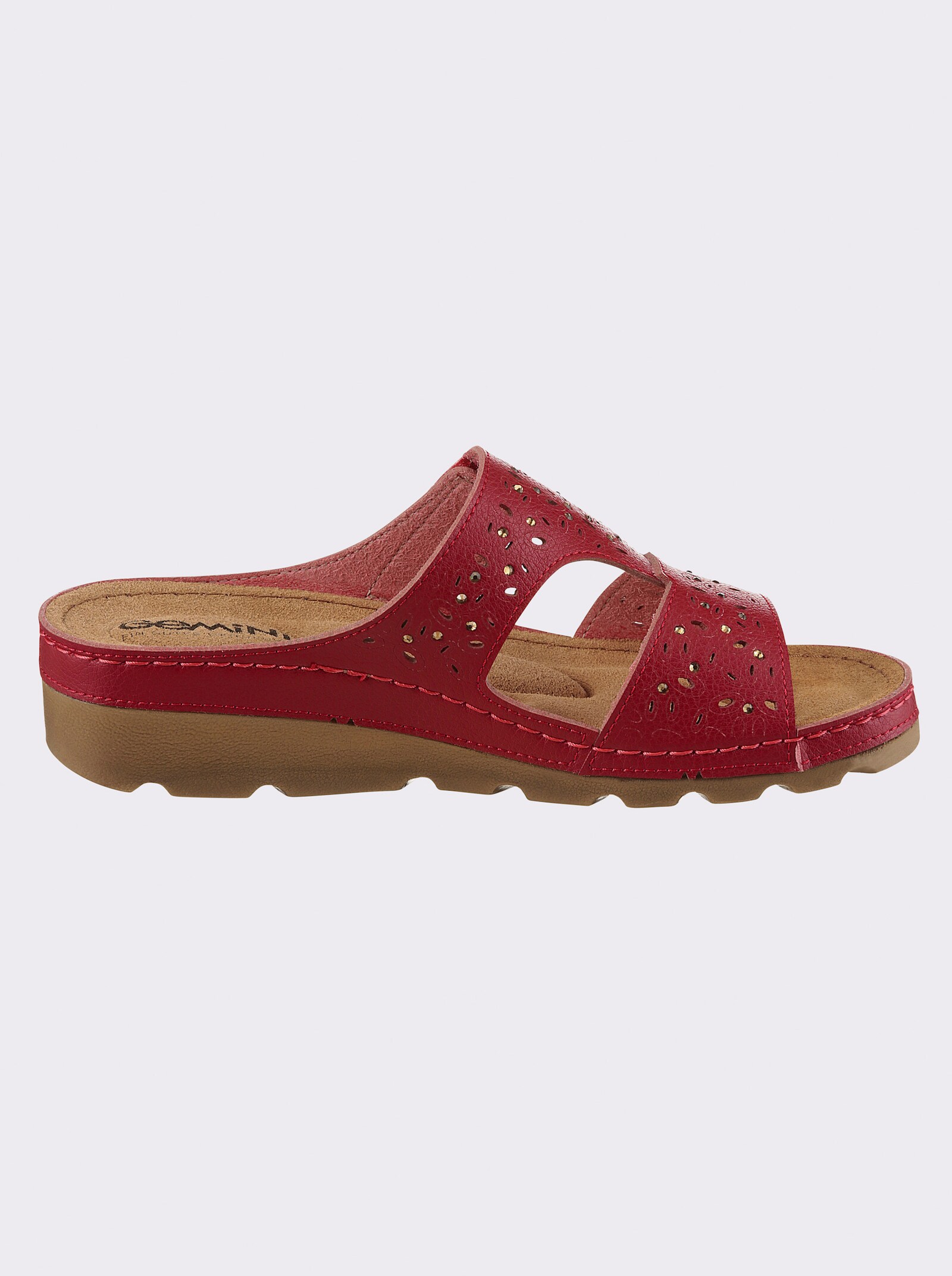 Gemini Pantolette mit Glitzersteinchen - erdbeere