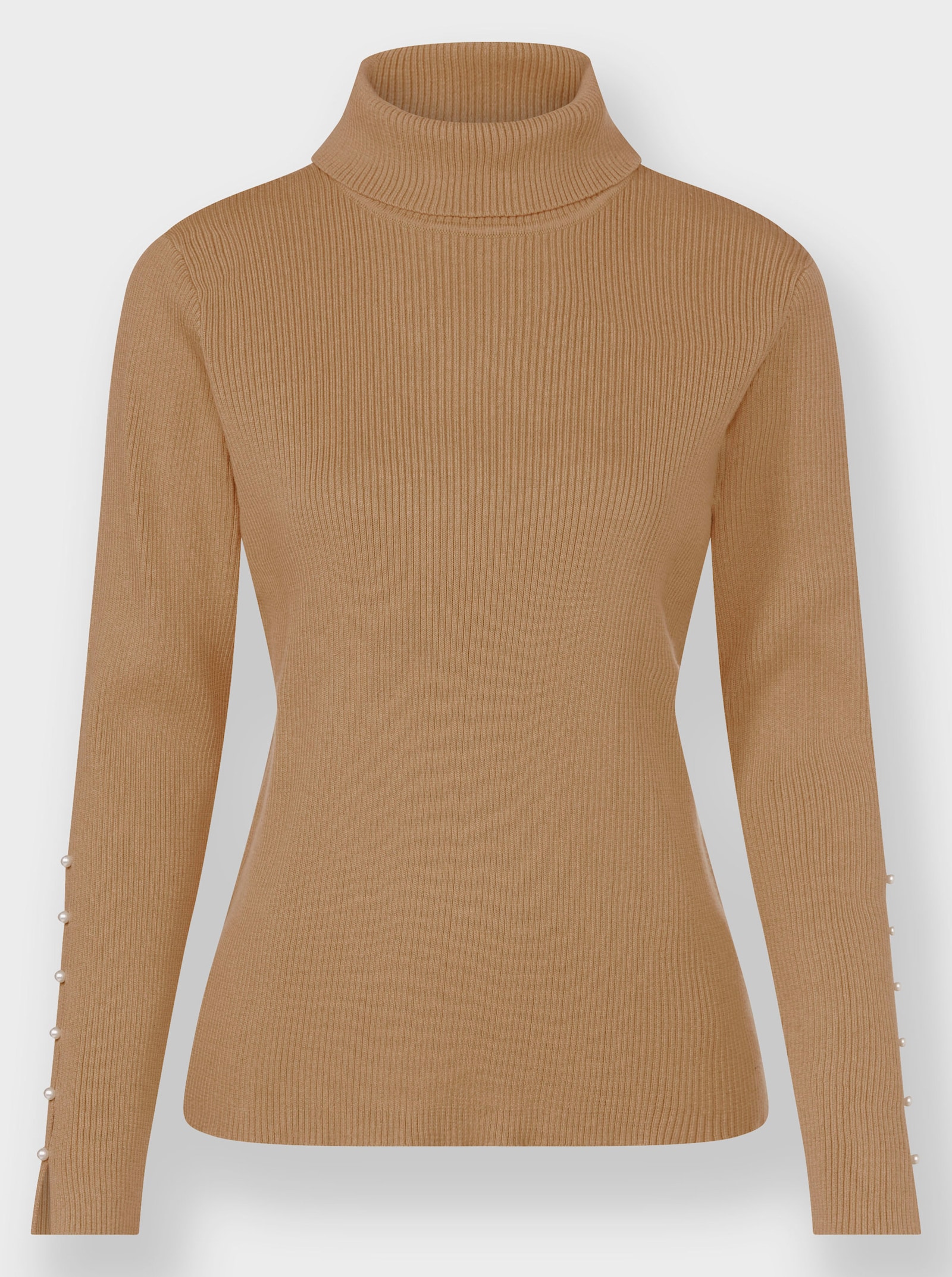 heine Rollkragenpullover mit Zierperlen - camel