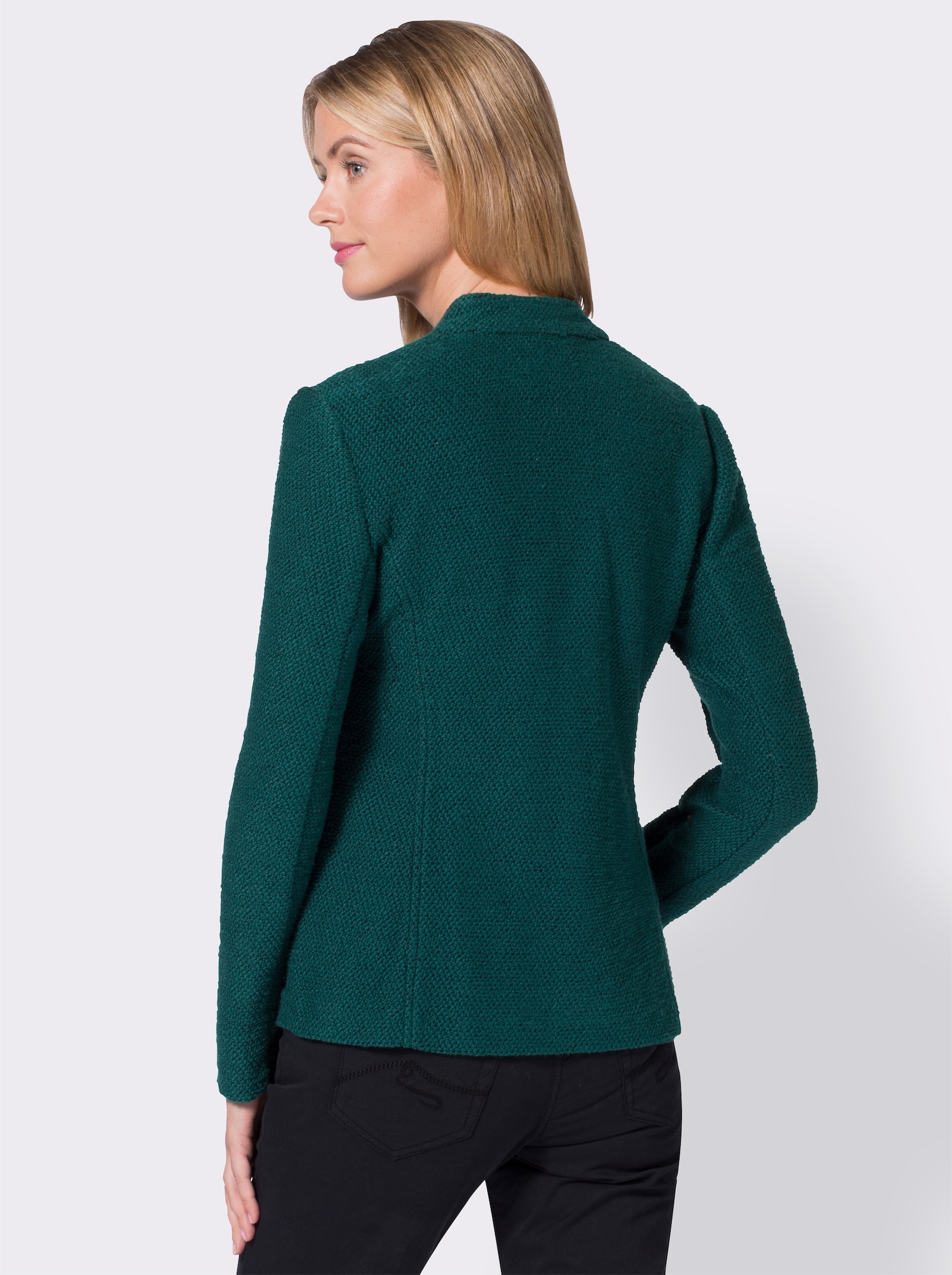 Kurzblazer in Bouclé-Qualität - petrol