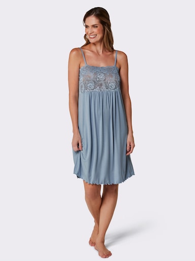 Nachthemd mit Spitzen-Einsatz - bleu