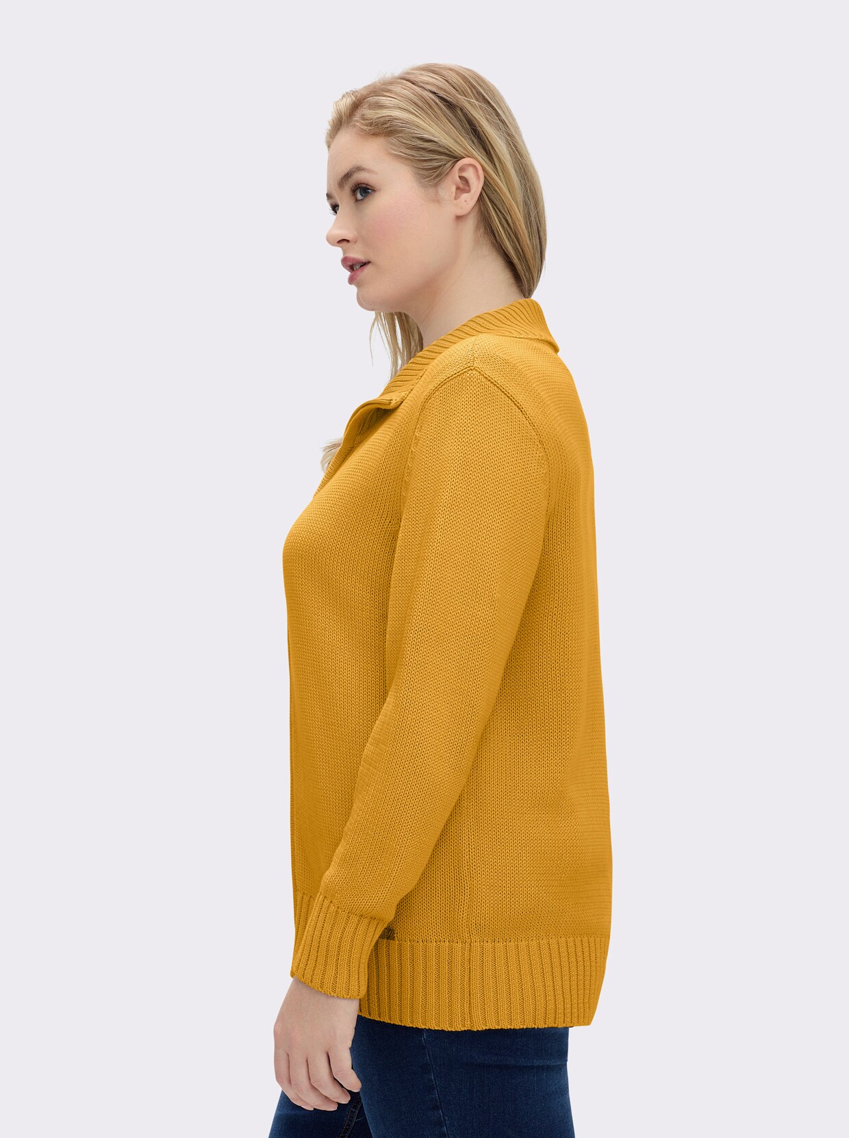 Strickjacke mit 2-Wege-Reißverschluss - maisgelb