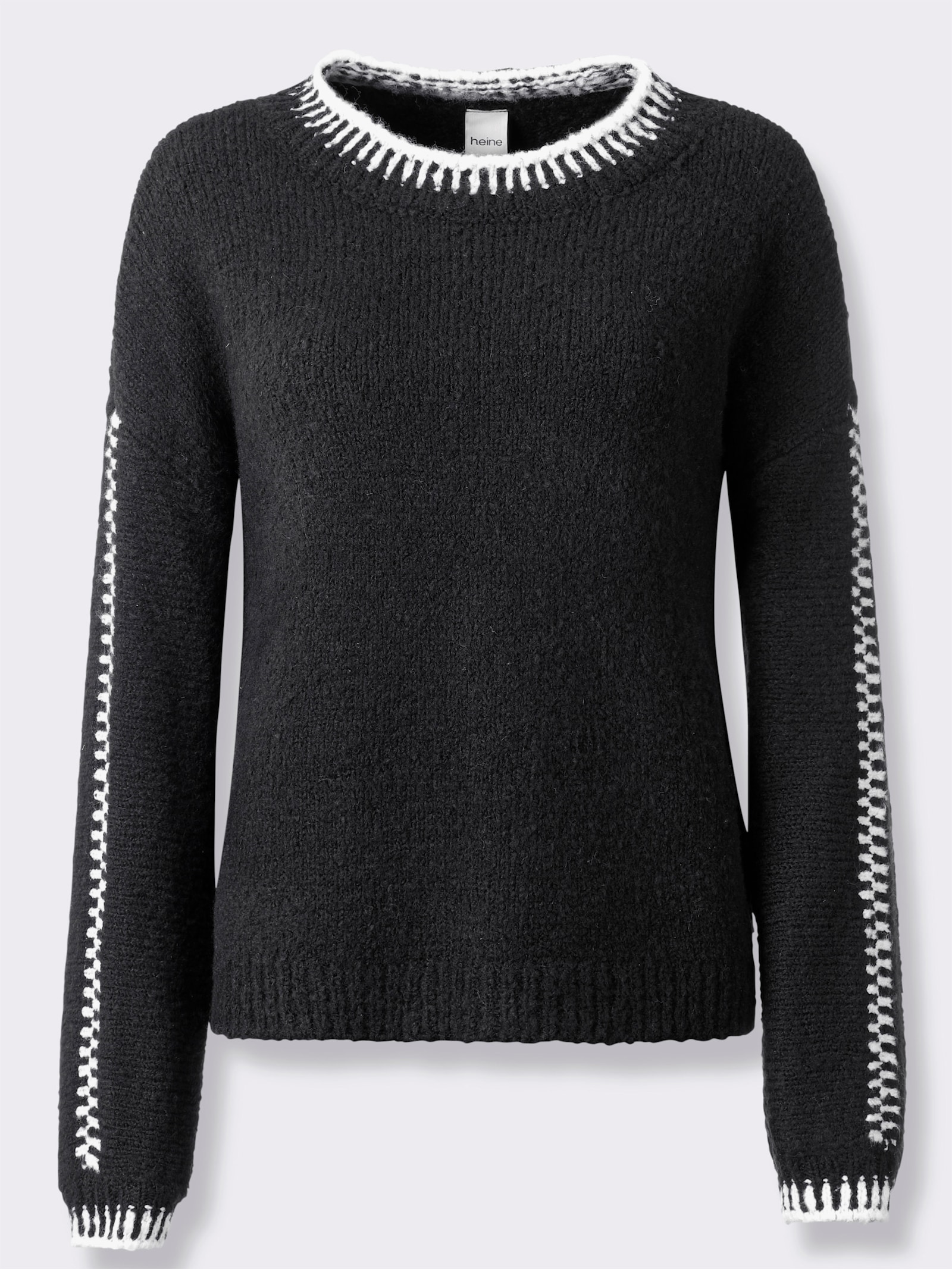 heine Strickpullover mit Kontrast-Details - schwarz