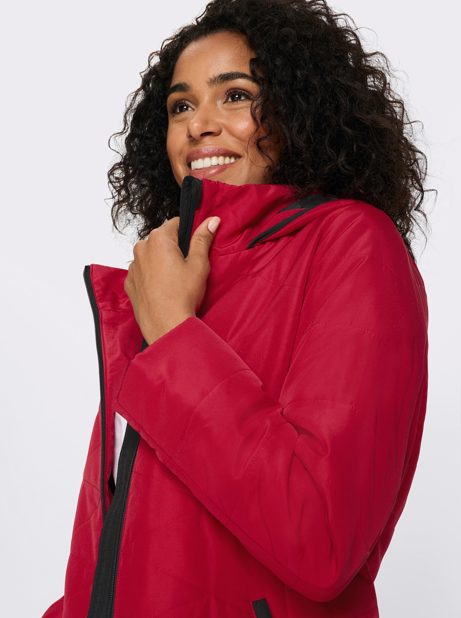 Gewatteerde jas met ruitstiksels - rood