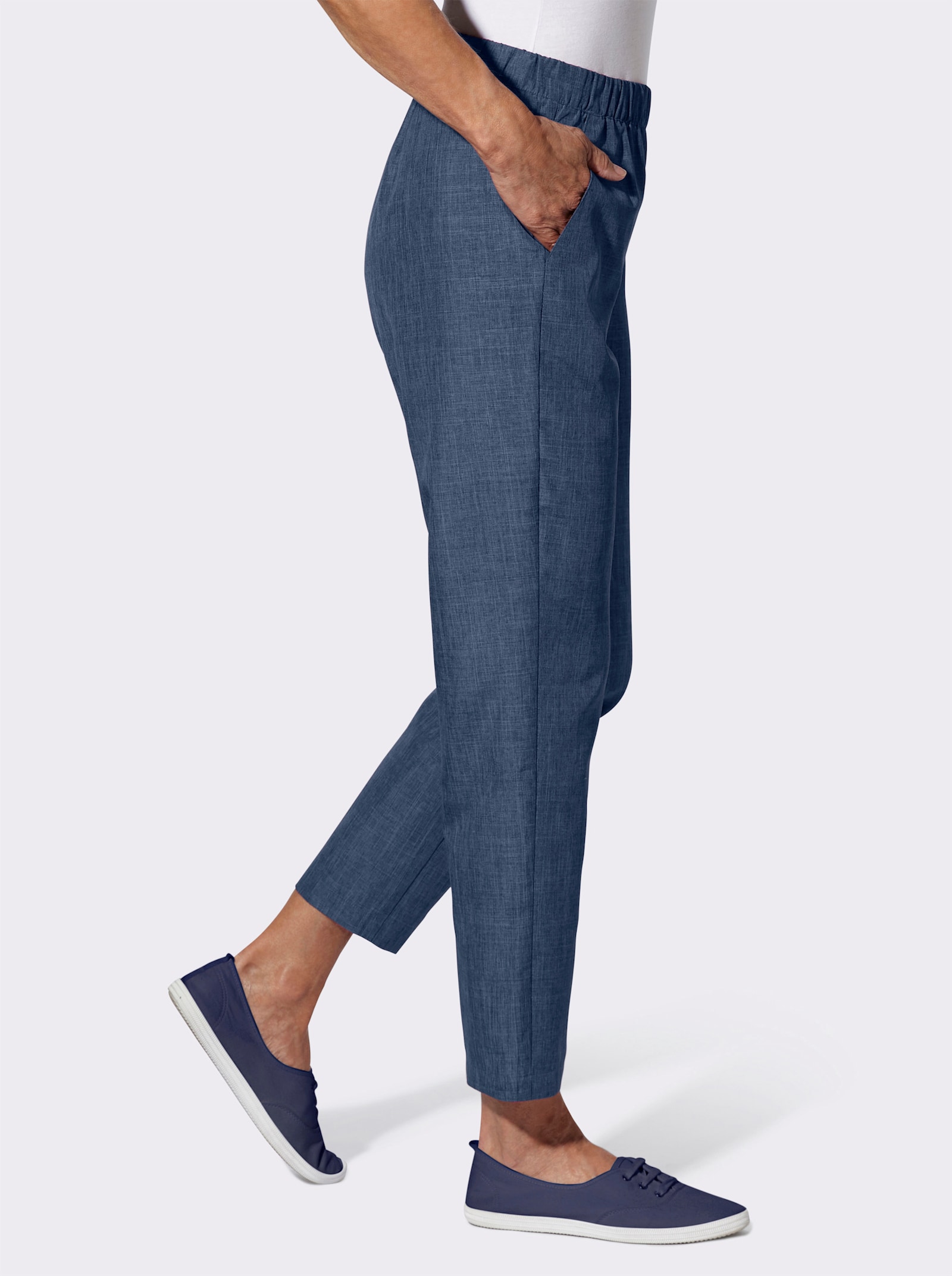 Schlupfhose in Leinen-Optik - marine-meliert