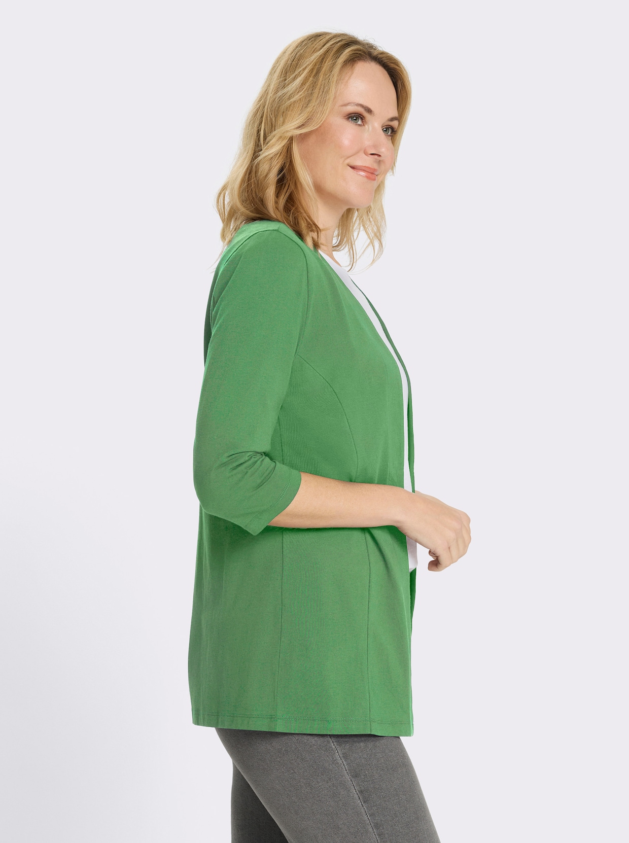 Shirtjacke mit 3/4-Ärmeln - apfel