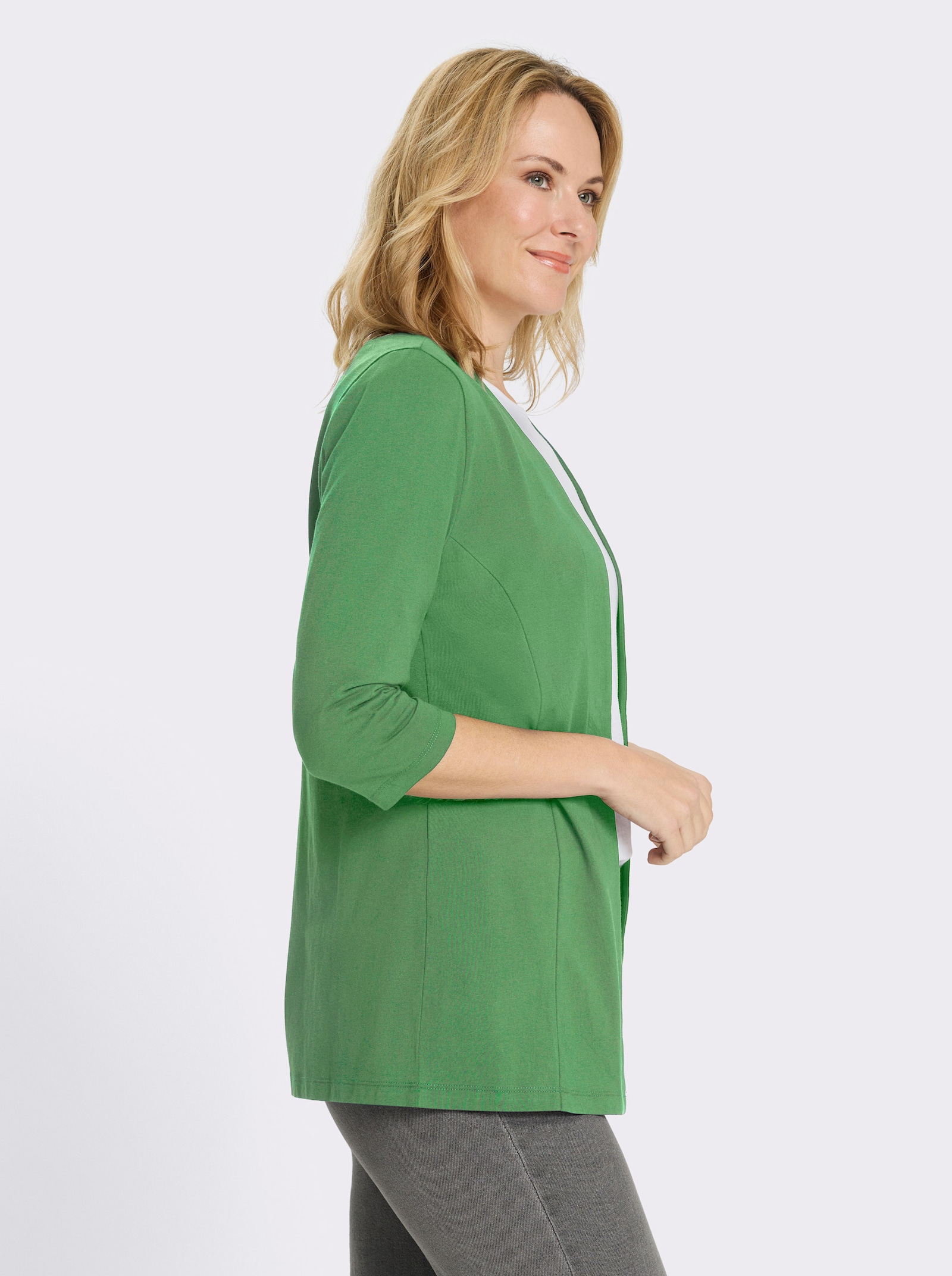 Shirtjacke mit 3/4-Ärmeln - apfel