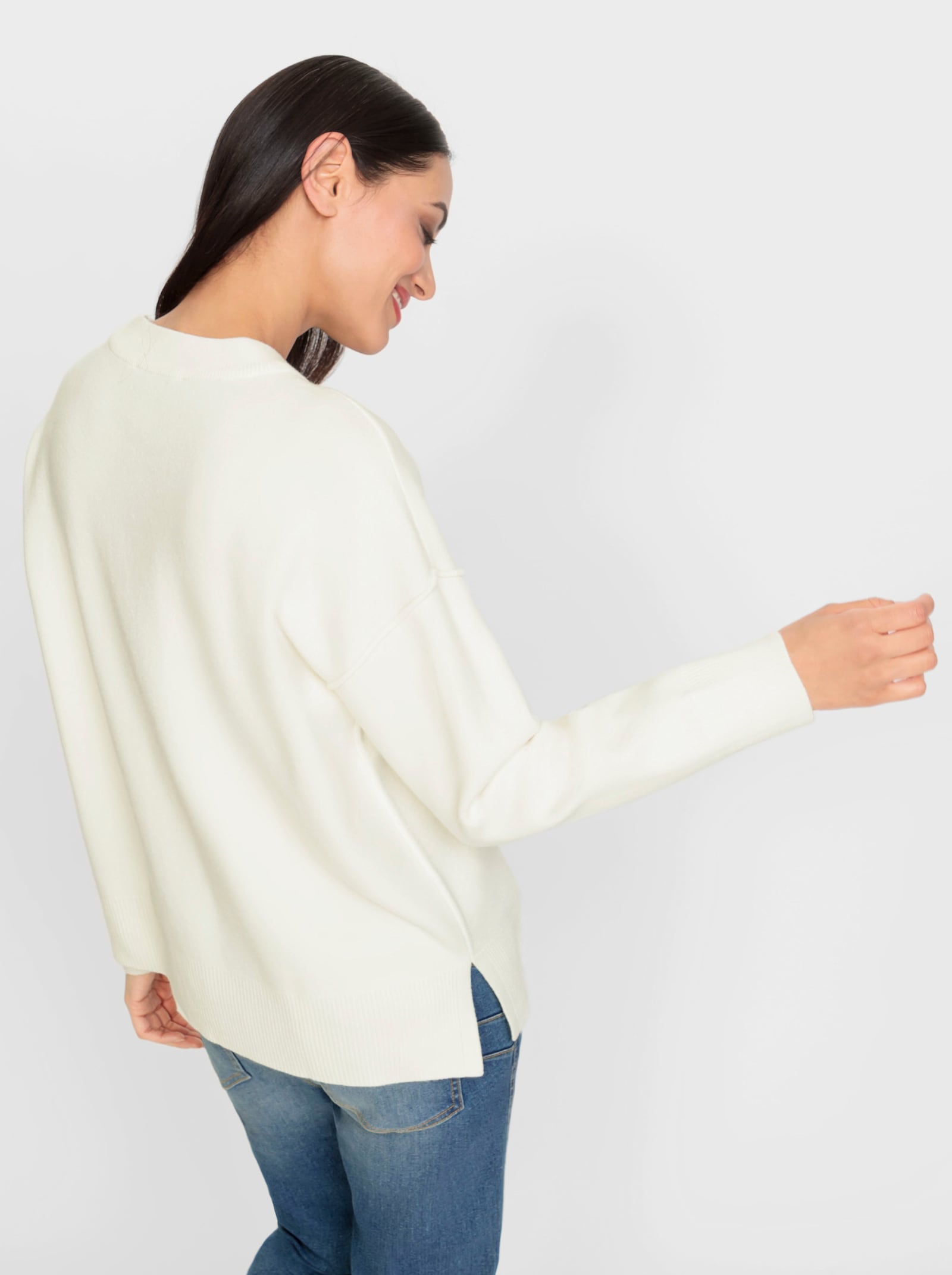 heine Pull à encolure ronde avec mancherons - écru