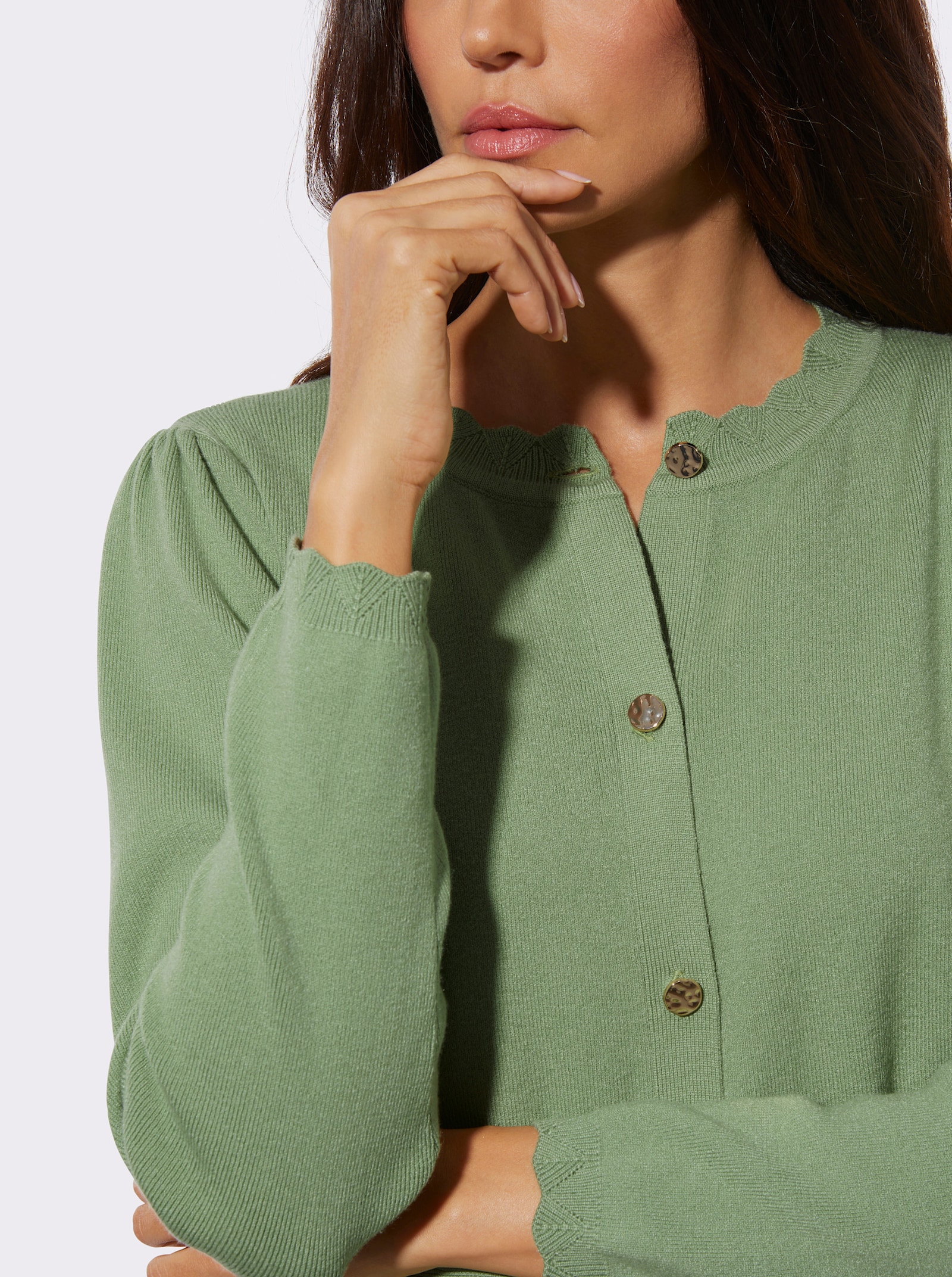 Strickjacke mit 50% Polyamid - eucalyptus