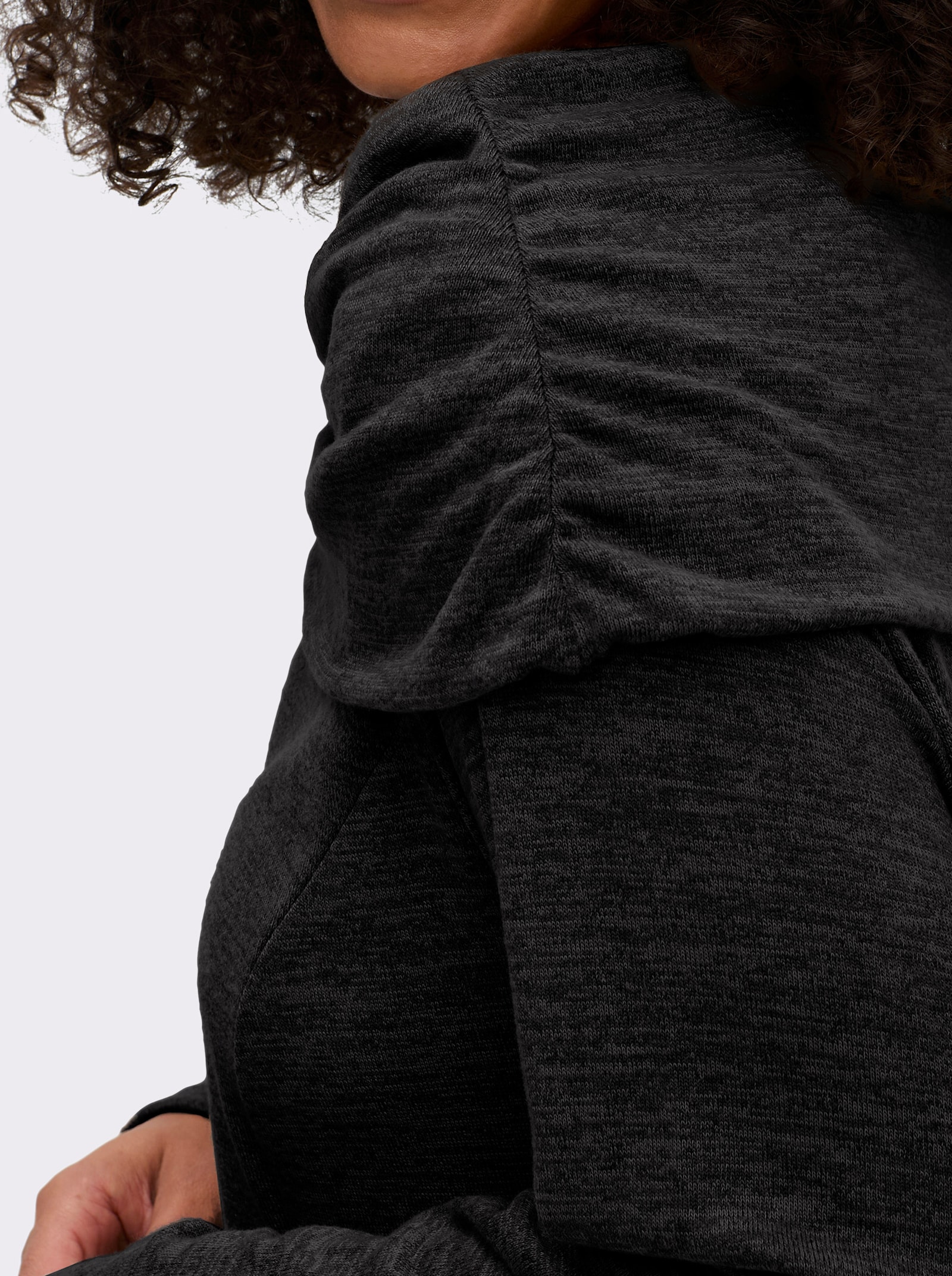 sheego by Joe Browns Longsweatshirt im Strick-Look - schwarz