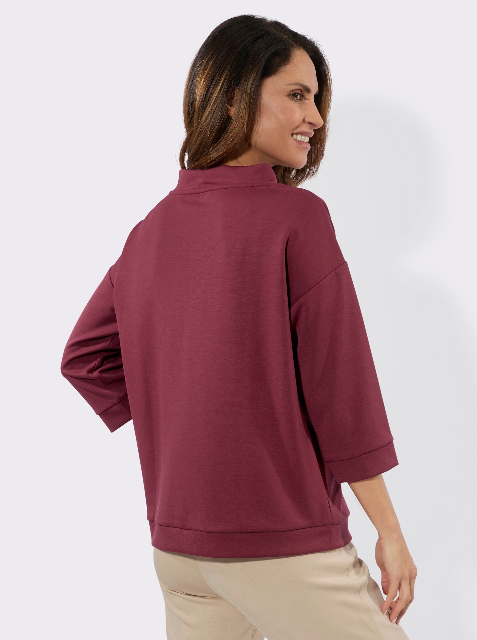 Sweatshirt mit glänzendem Druck - bordeaux