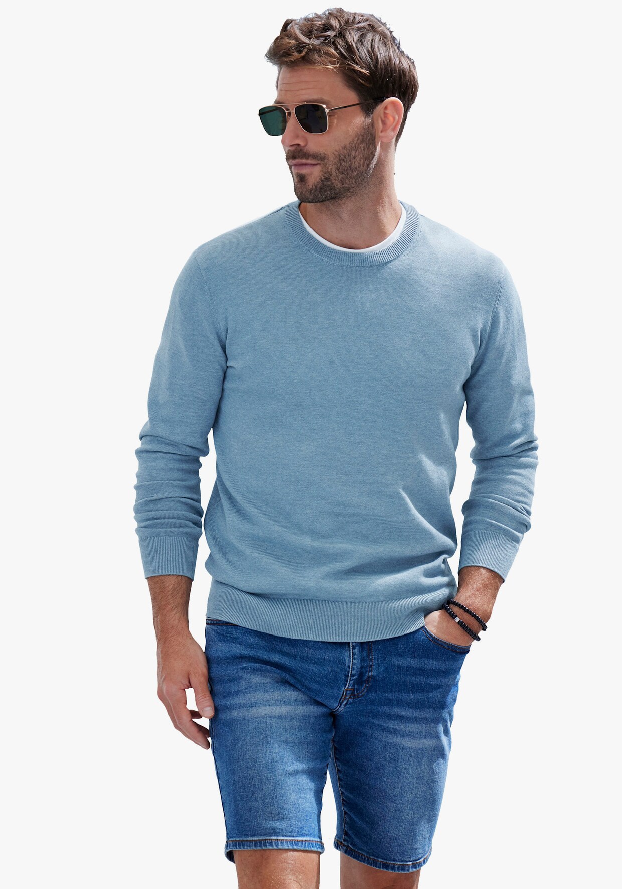 H.I.S Strickpullover - blau-meliert