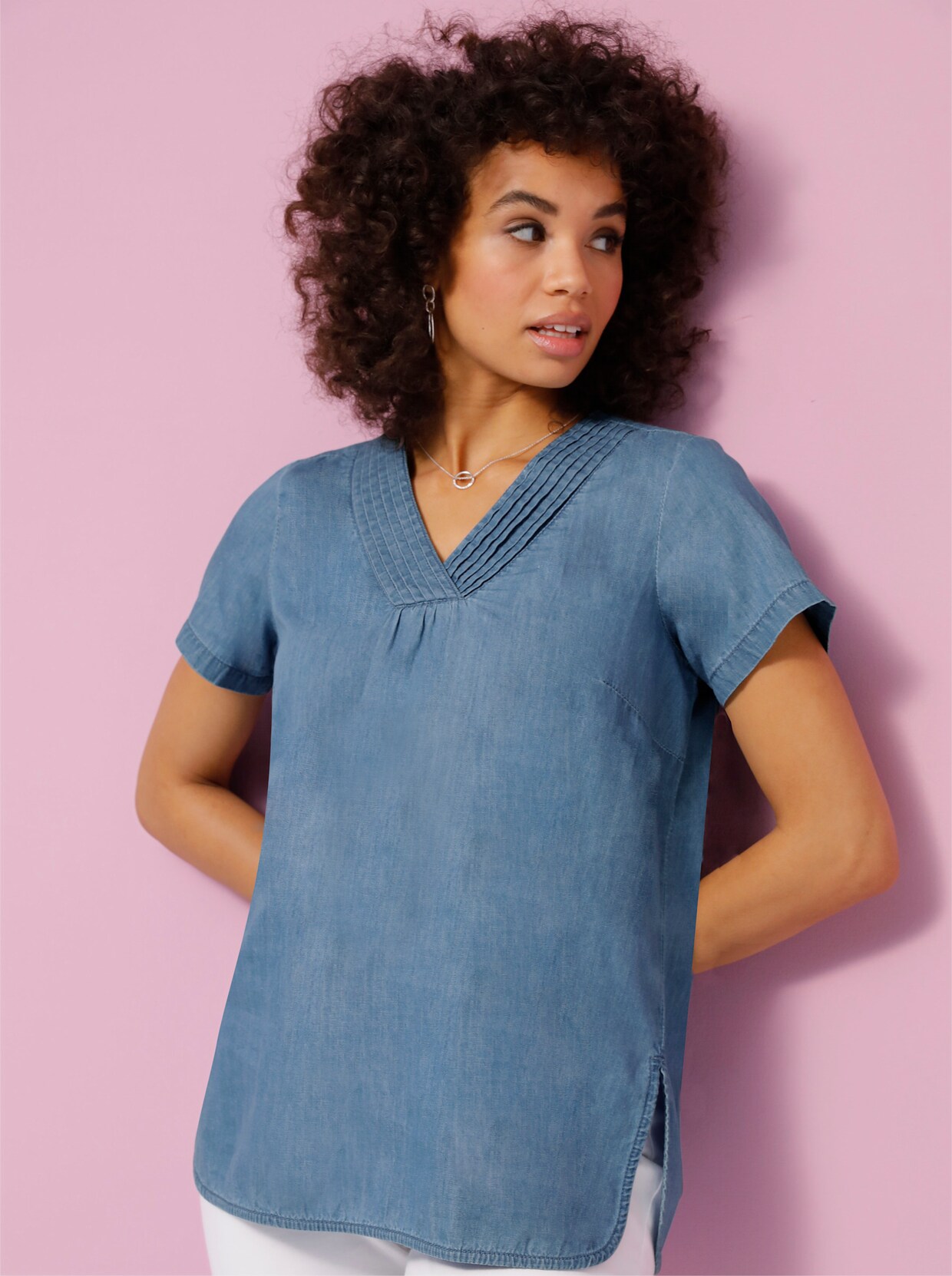 Blouse met korte mouwen - blue-bleached