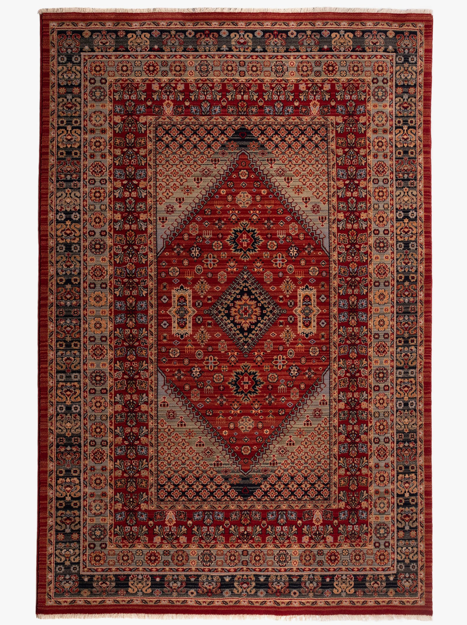 Theko Teppich - rot-gemustert