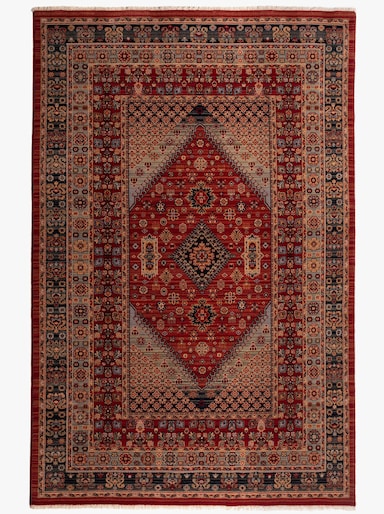 Theko Teppich - rot-gemustert