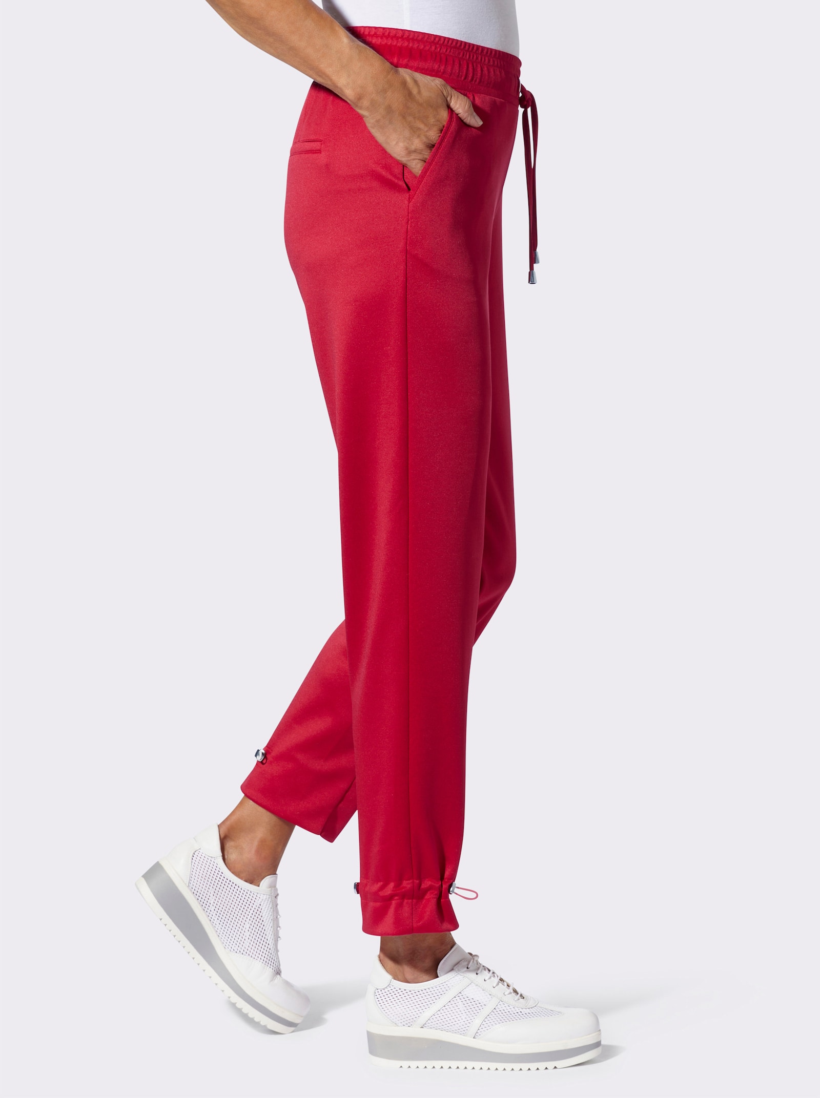 Jerseyhose mit verstellbarem Tunnelzug am Saum - rot