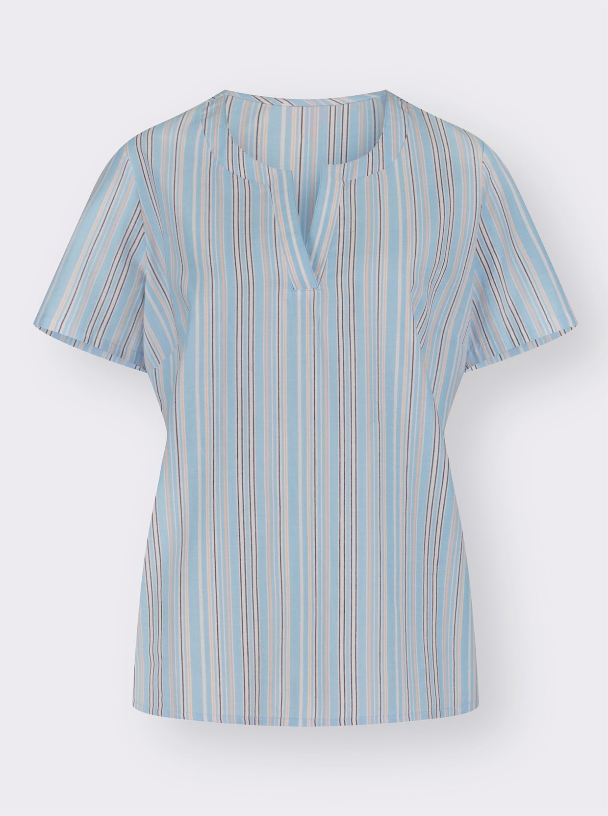 Comfortabele blouse - lichtblauw gestreept