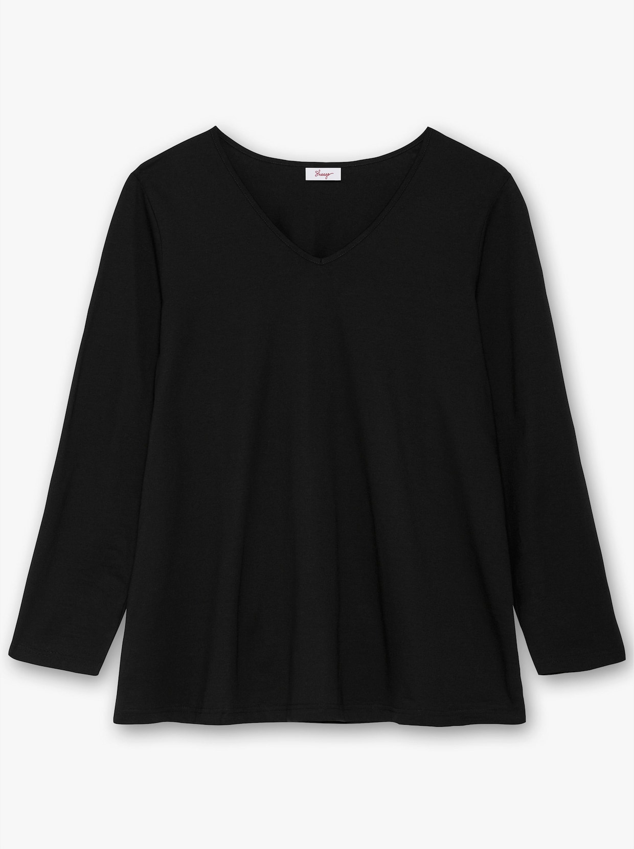 sheego Langarmshirt in leichter A-Linie - schwarz
