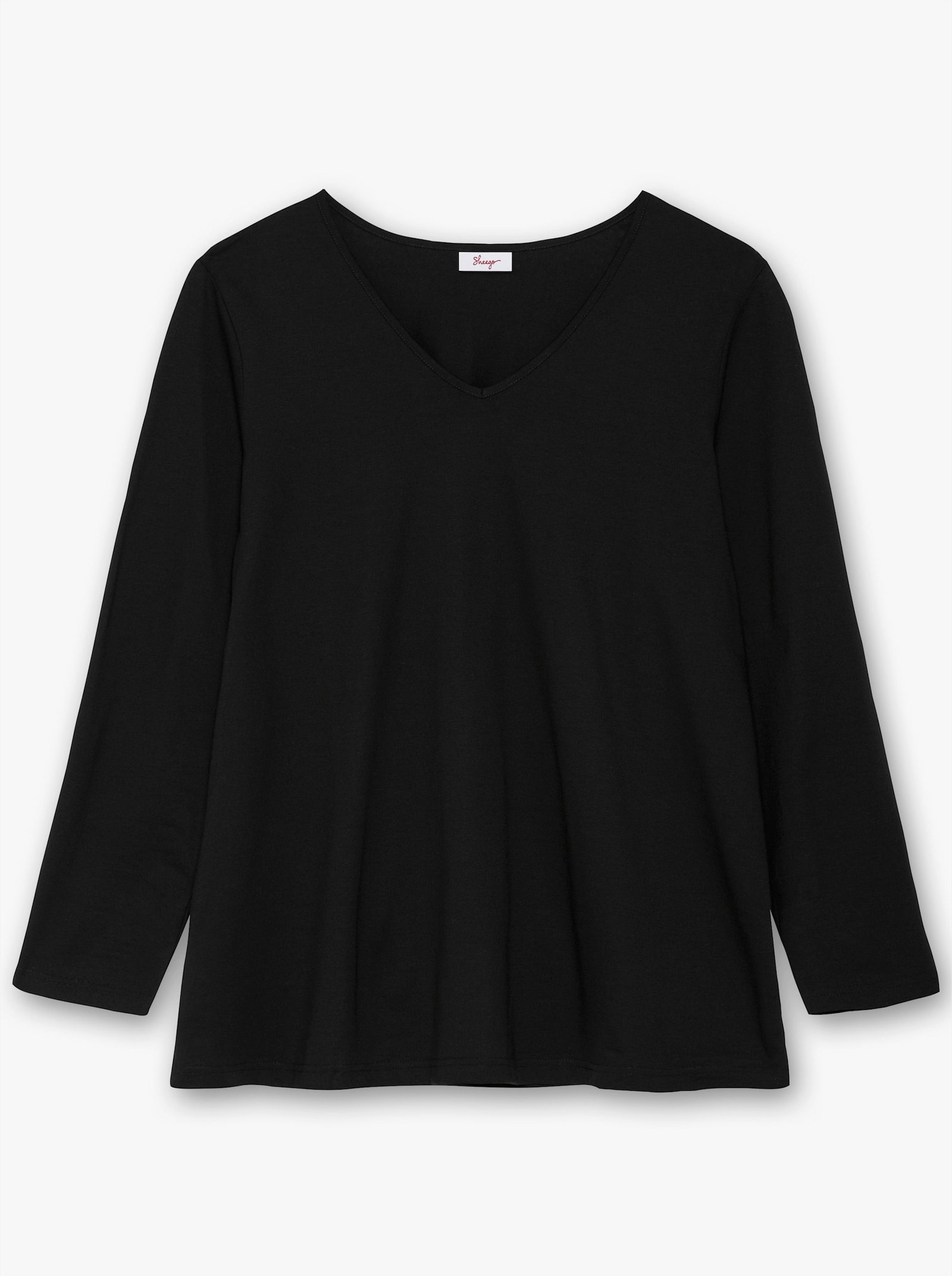 sheego Shirt met lange mouwen in lichte A-lijn - zwart