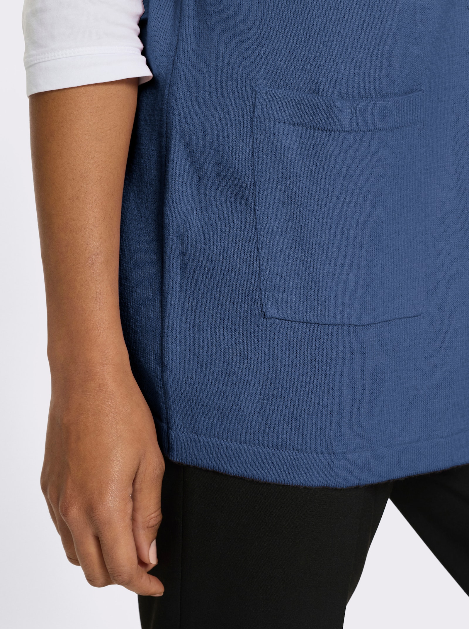 Strickweste in Longform - jeansblau