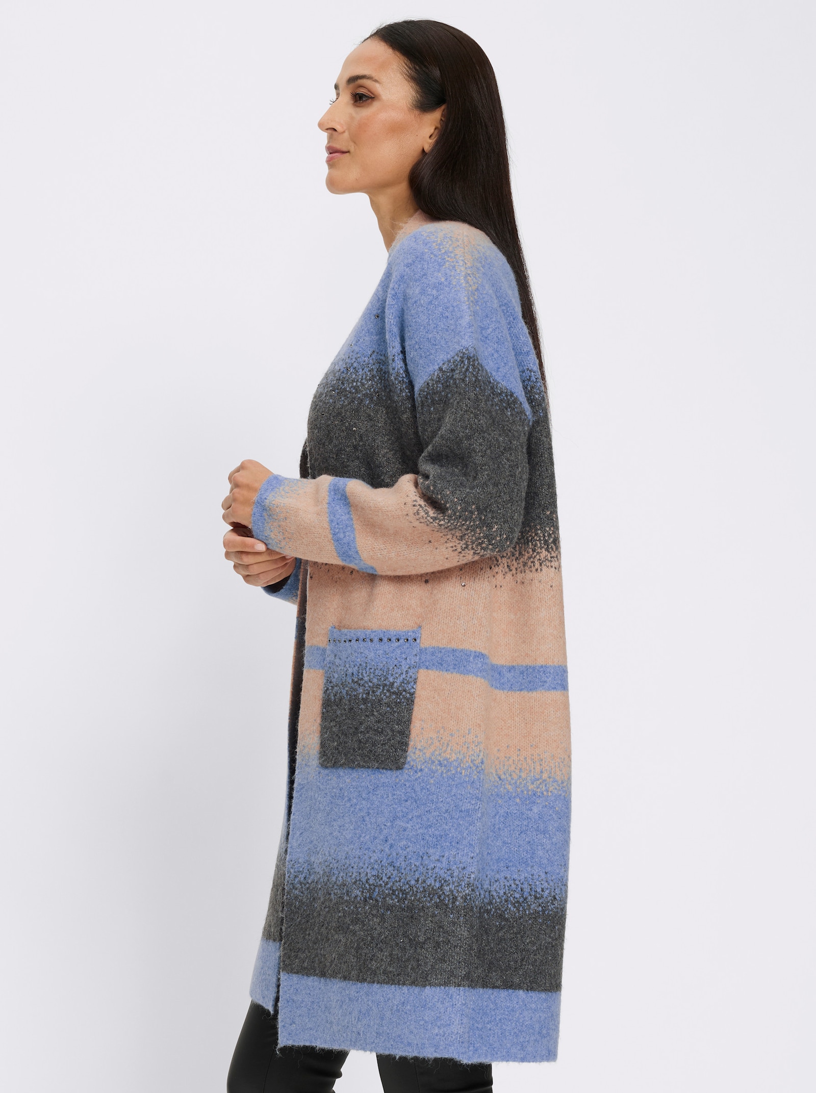 heine Vest van jacquard met glittersteentjes - bleu/camel gedessineerd